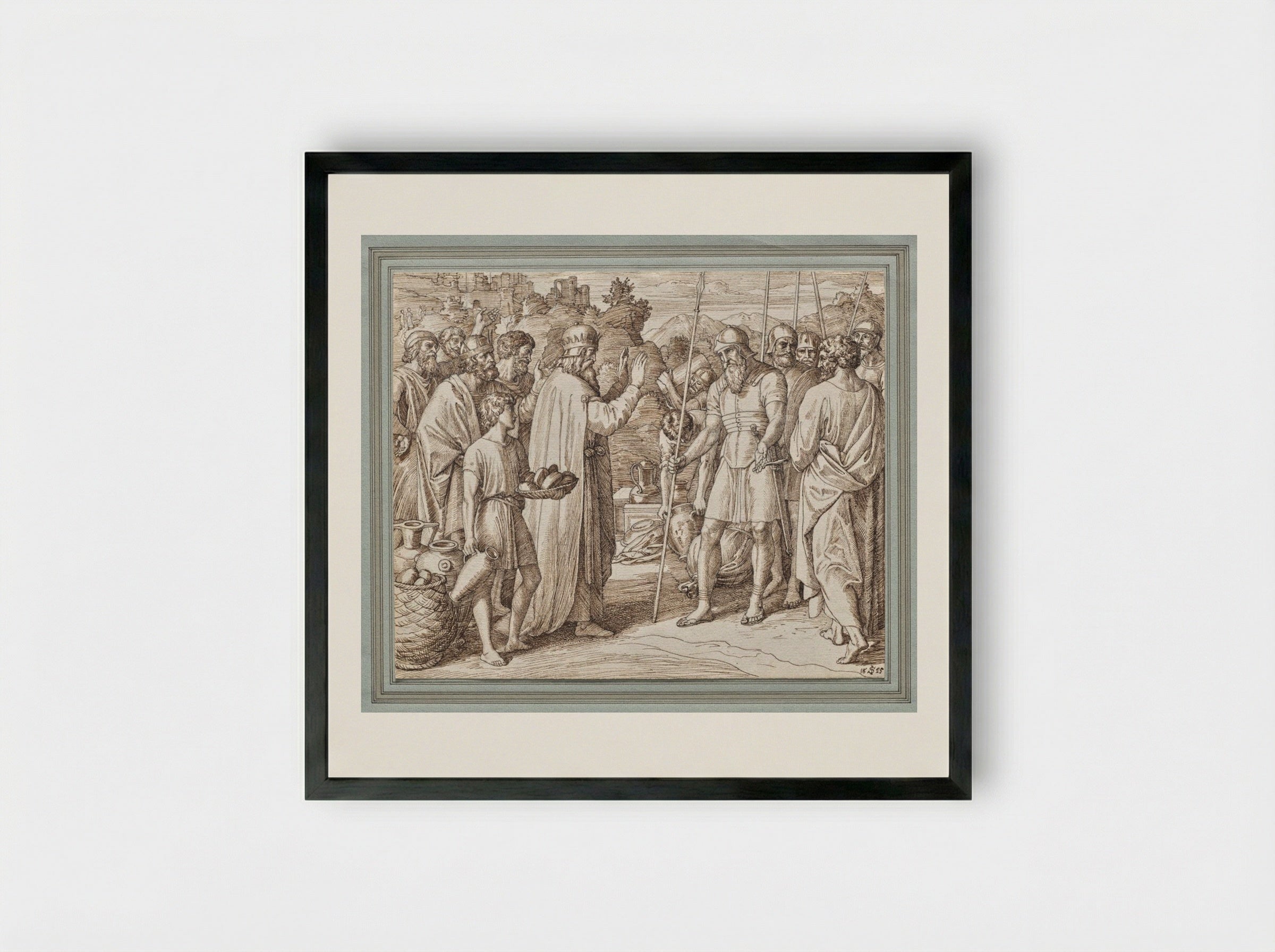 Melchizedek Blessing Abraham - Julius Schnorr von Carolsfeld - Framed Print Black