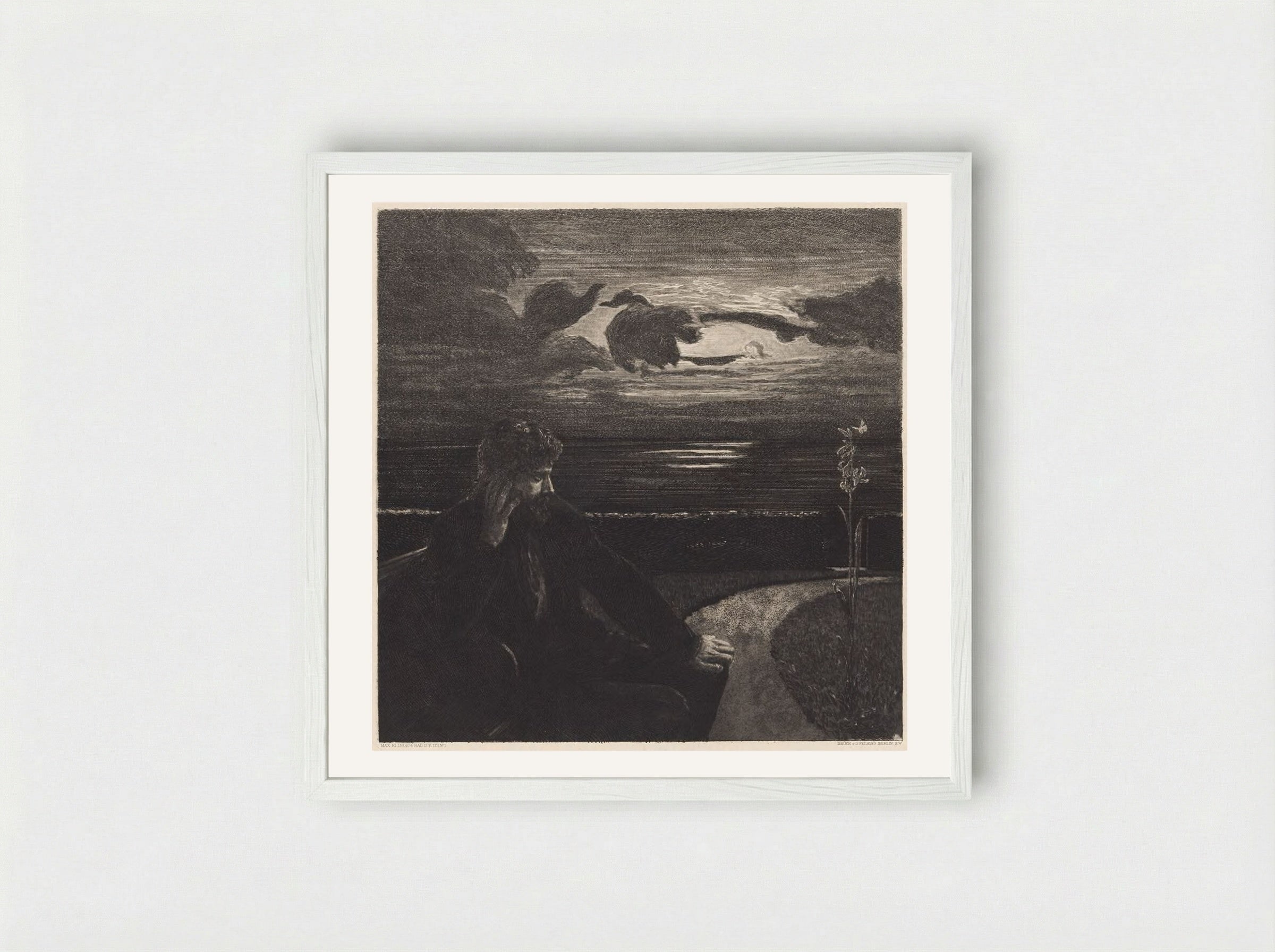 Night, from the portfolio On Death, Part One, Opus XI - Max Klinger - Framed Print White