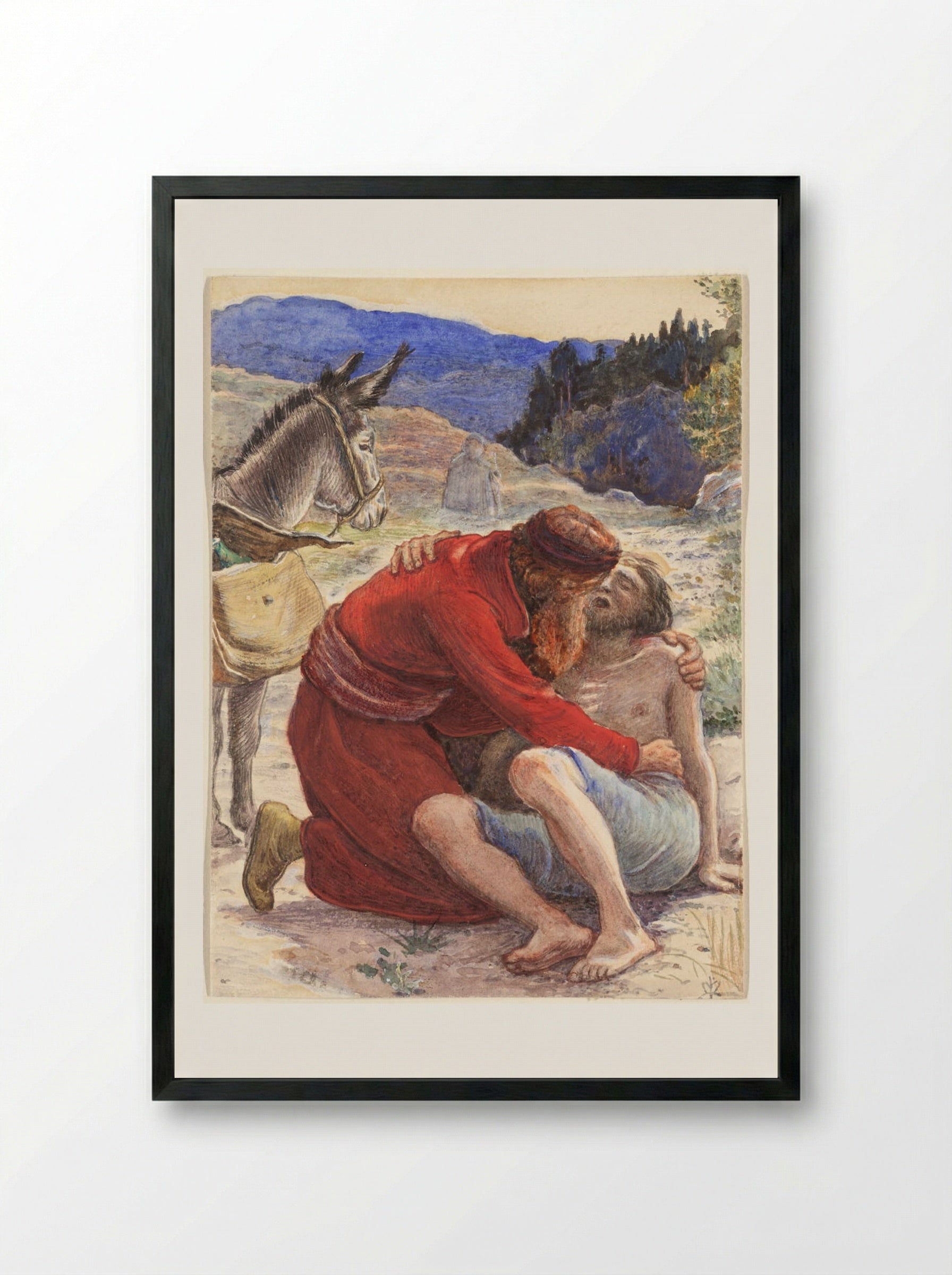 The Good Samaritan - John Everett Millais - Framed Print Black