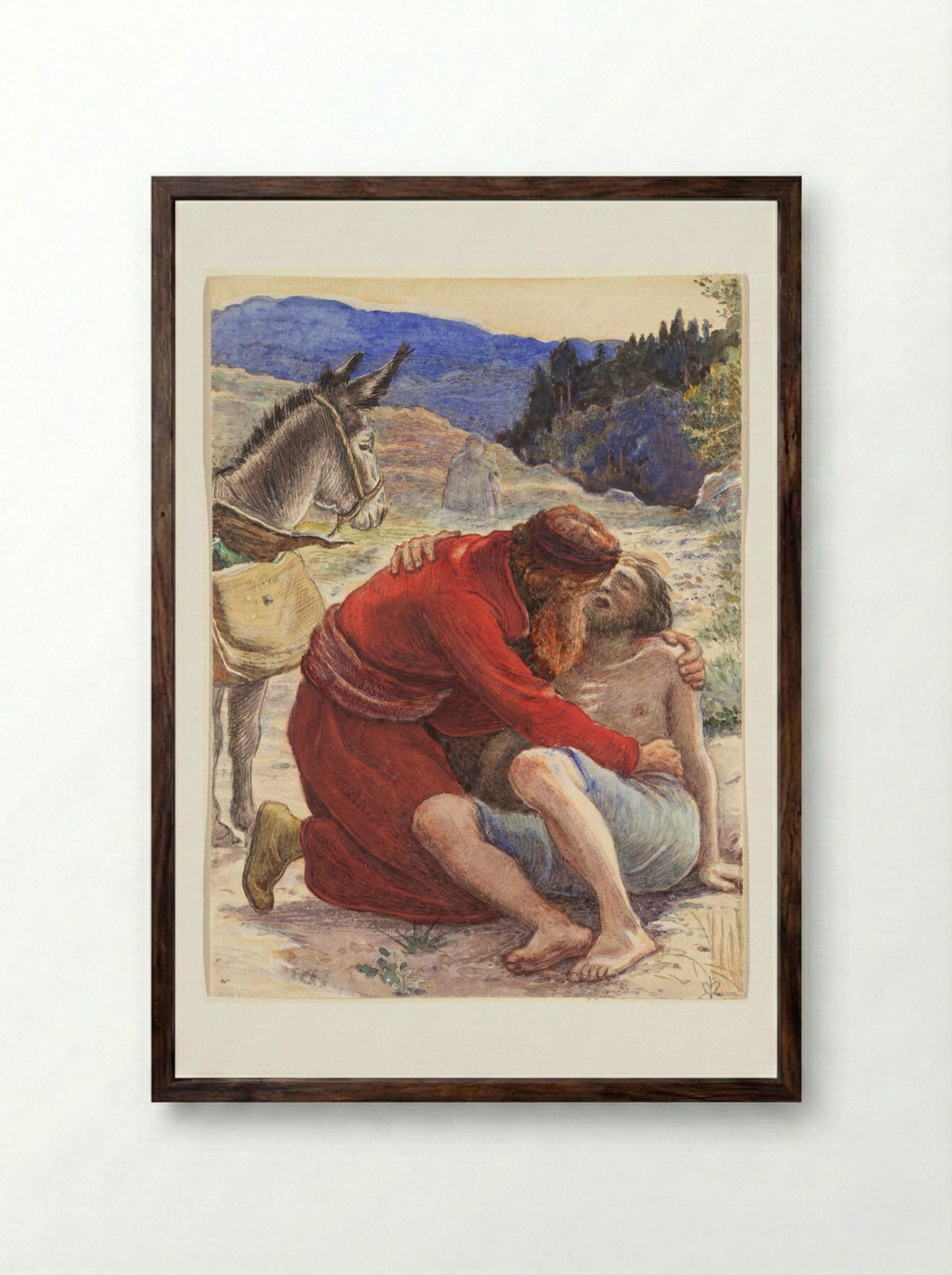 The Good Samaritan - John Everett Millais - Framed Print Dark Wood