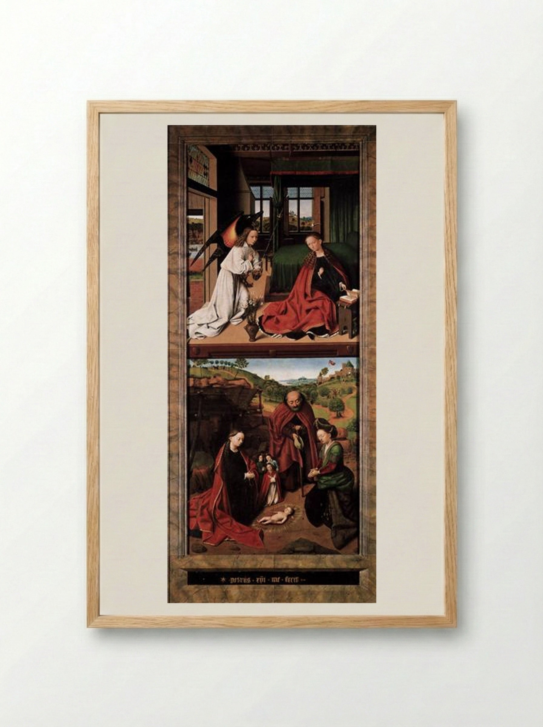 Annunciation and Nativity - Petrus Christus - Framed Print Wood