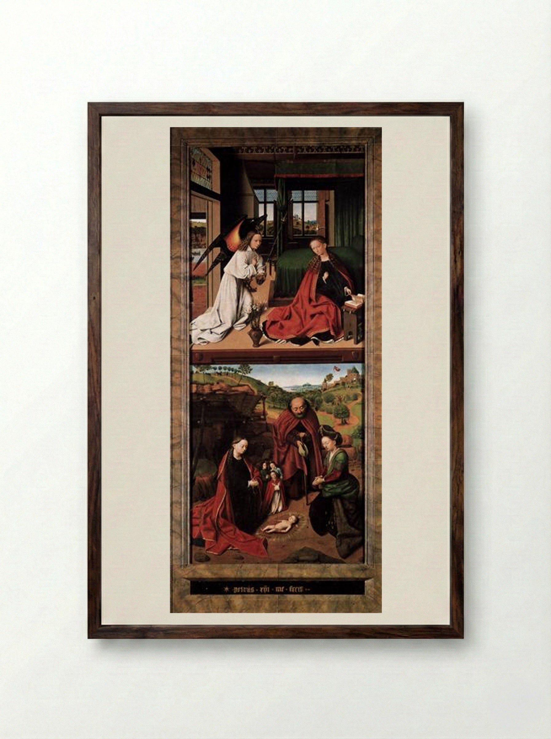 Annunciation and Nativity - Petrus Christus - Framed Print Dark Wood