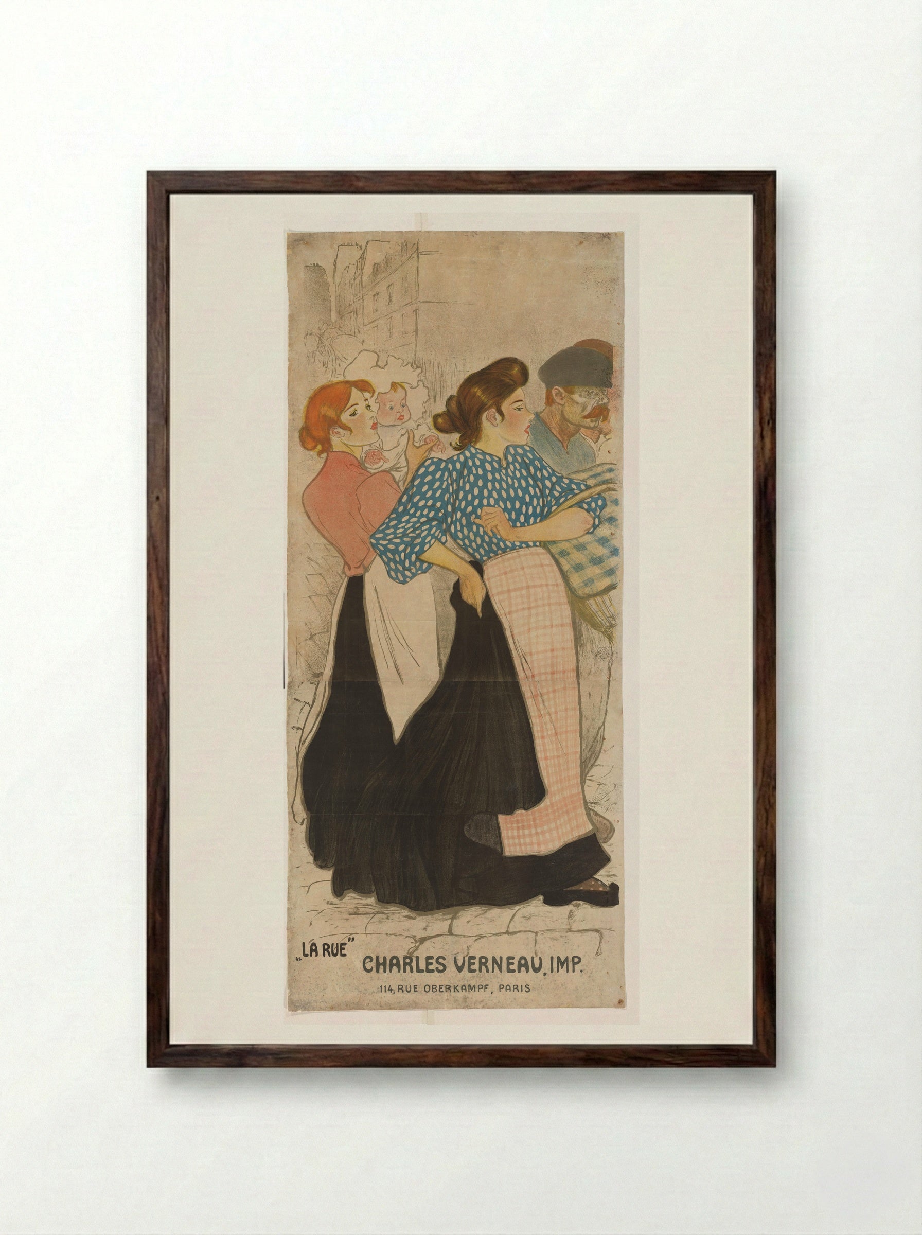 La Rue - Théophile Alexandre Steinlen - Framed Print Dark Wood