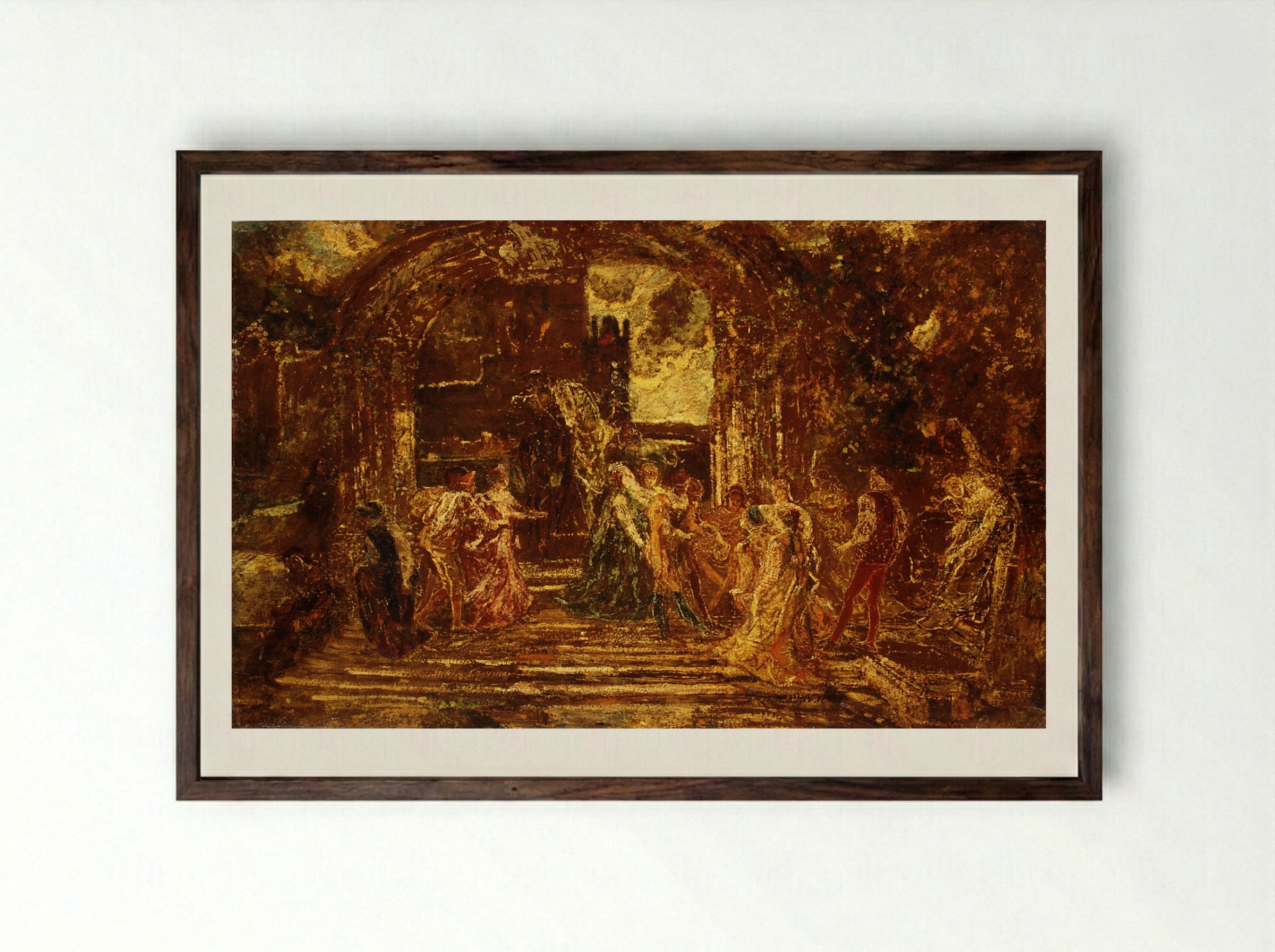 The Court of the Princess - Adolphe Monticelli - Framed Print Dark Wood