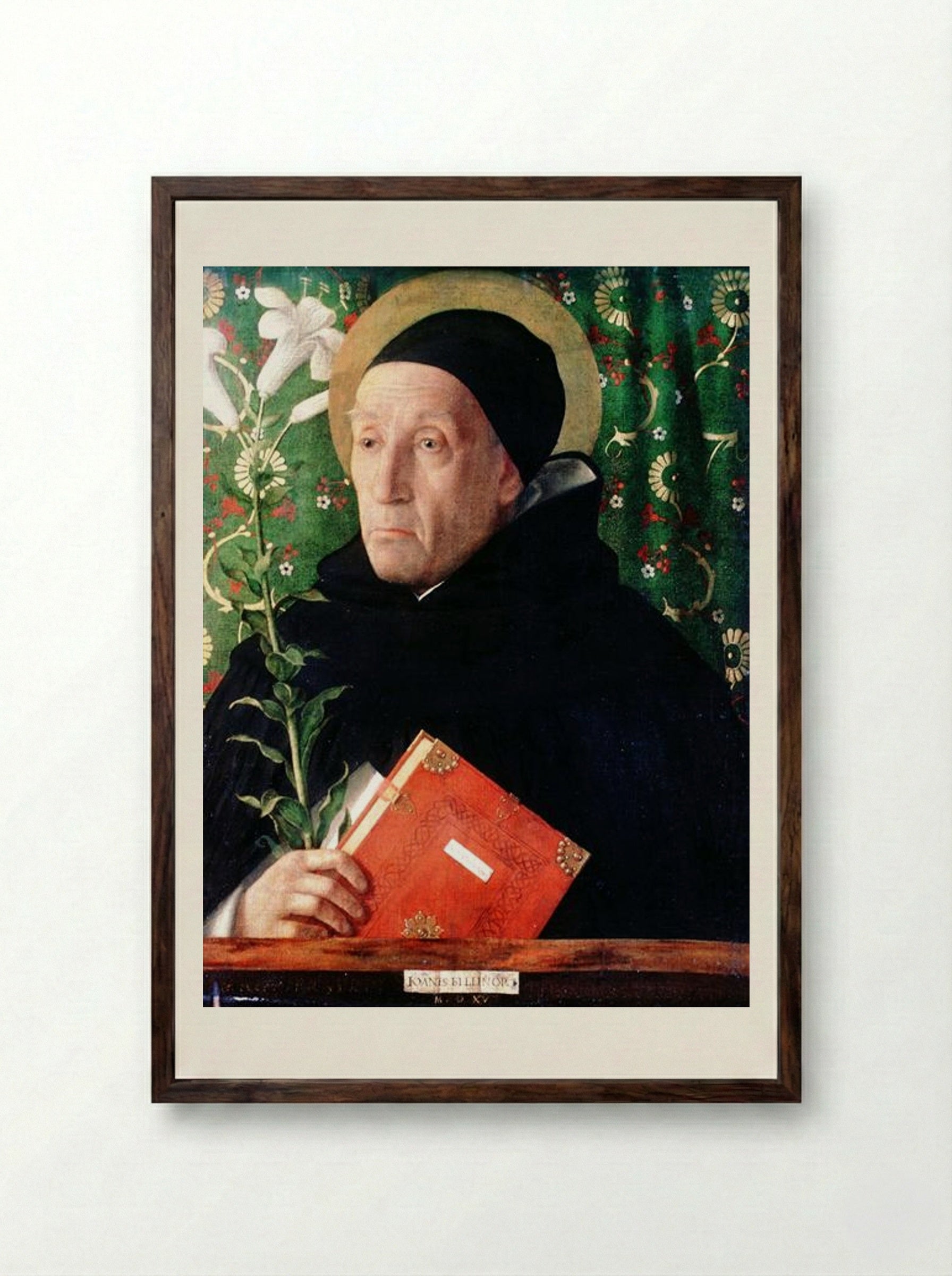 Portrait of Fra Theodoro da Urbino - Giovanni Bellini - Framed Print Dark Wood