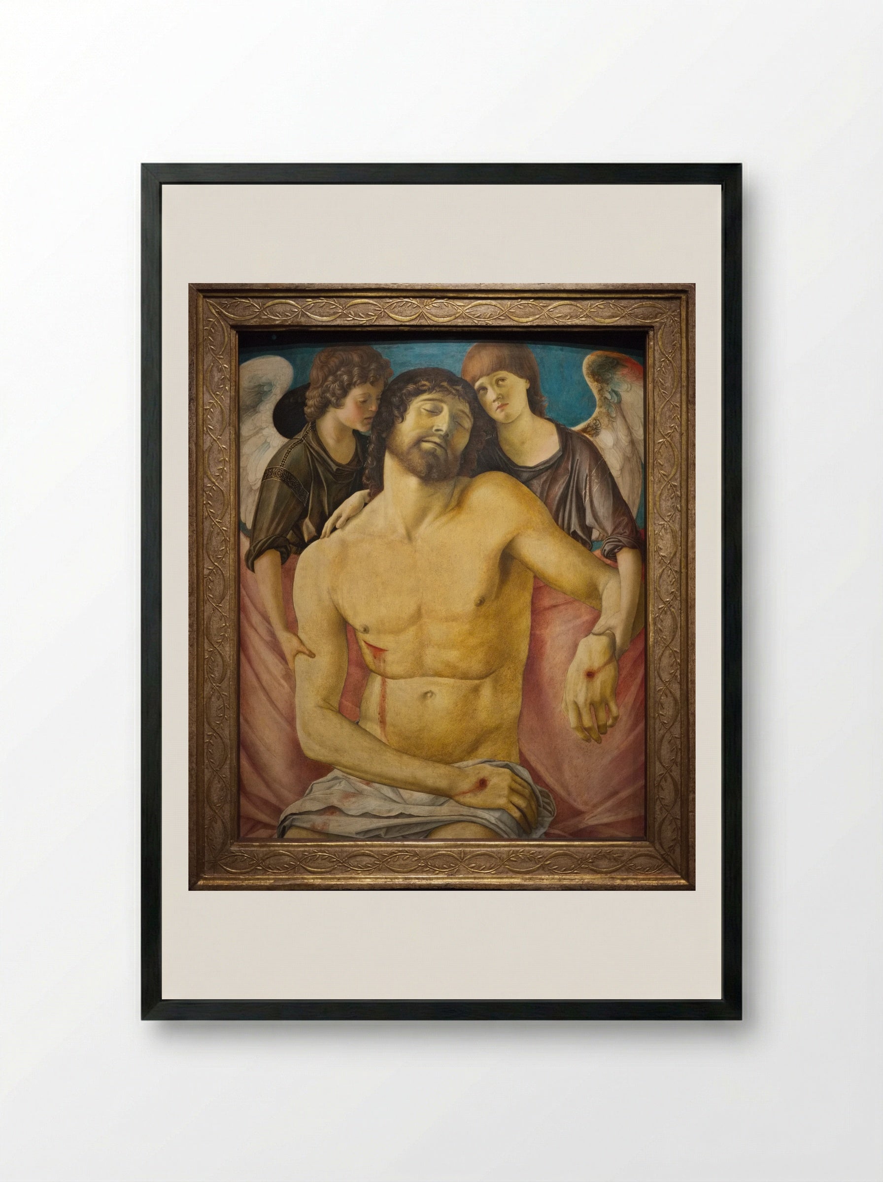 Dead Christ Supported by Angels - Giovanni Bellini - Framed Print Black