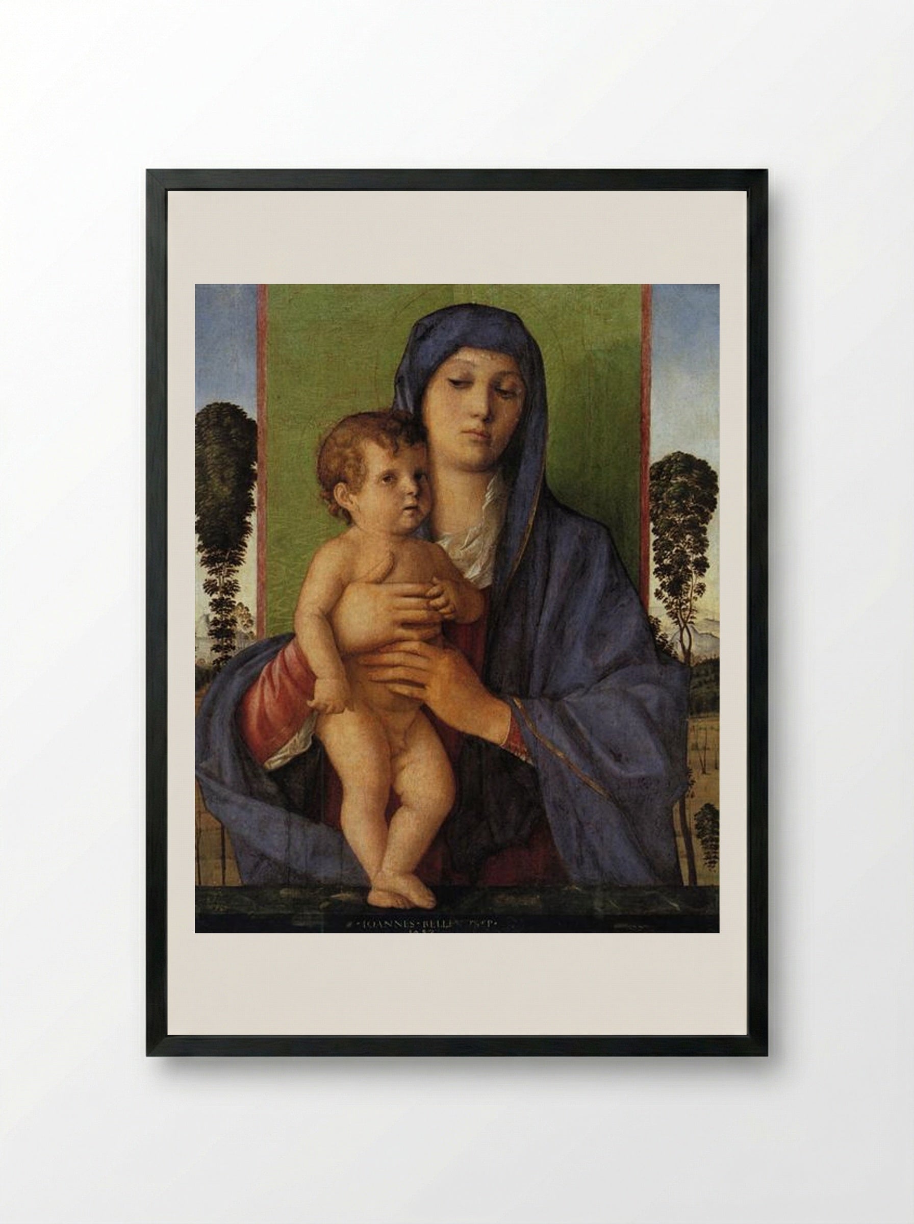 Madonna with Trees - Giovanni Bellini - Framed Print Black