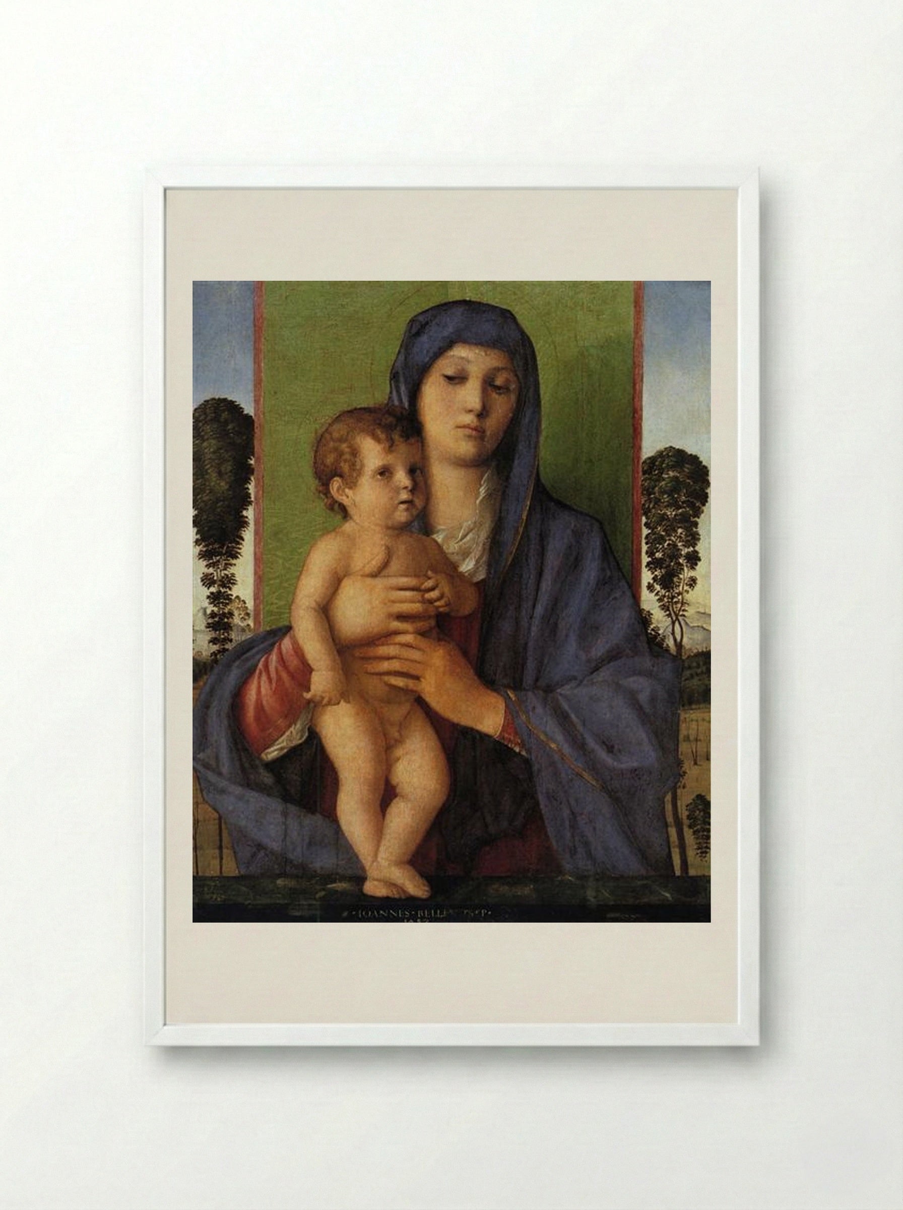 Madonna with Trees - Giovanni Bellini - Framed Print White