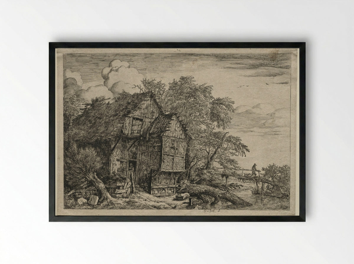 The Little Bridge - Jacob van Ruisdael - Framed Print Black