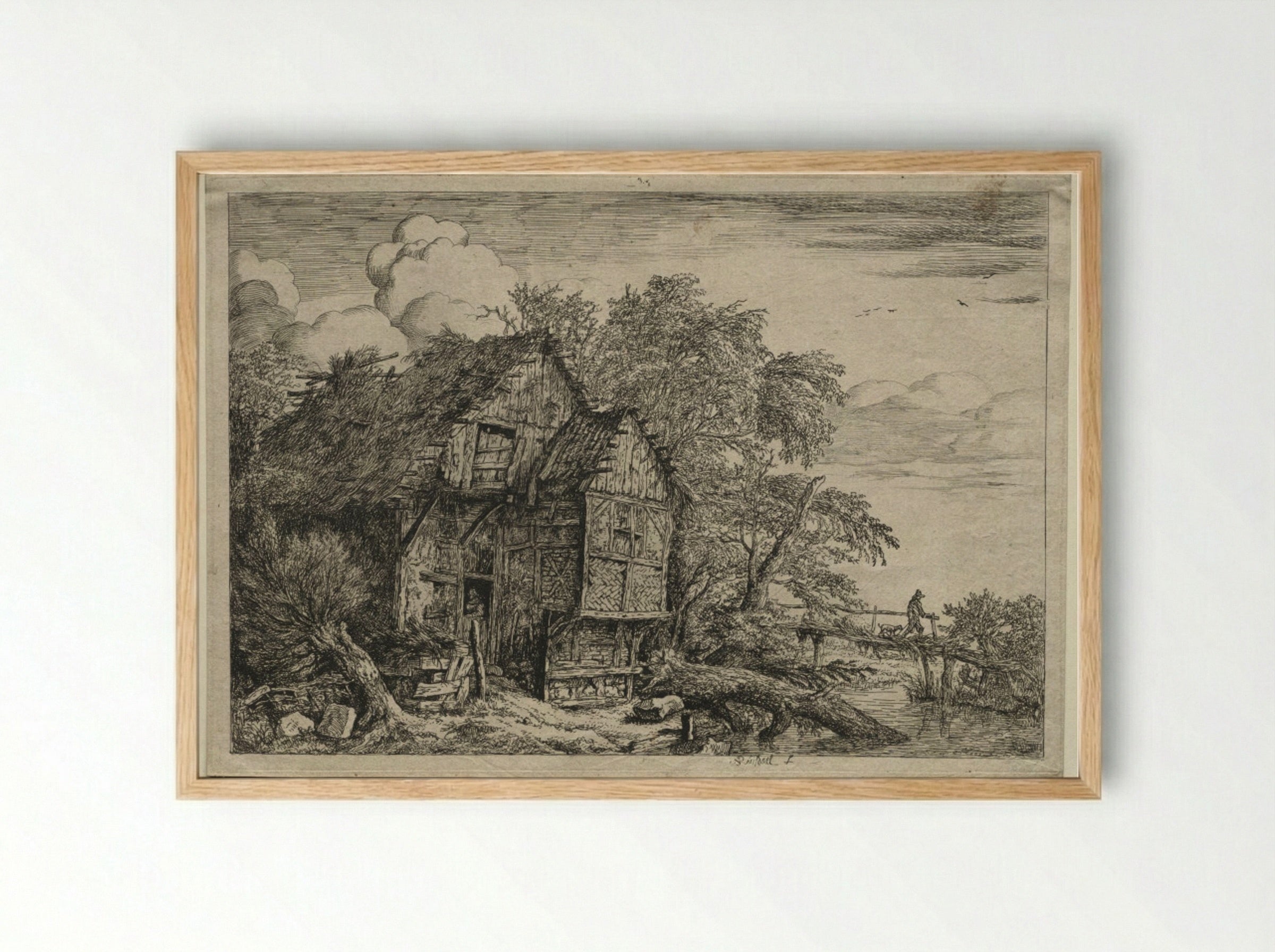 The Little Bridge - Jacob van Ruisdael - Framed Print Wood