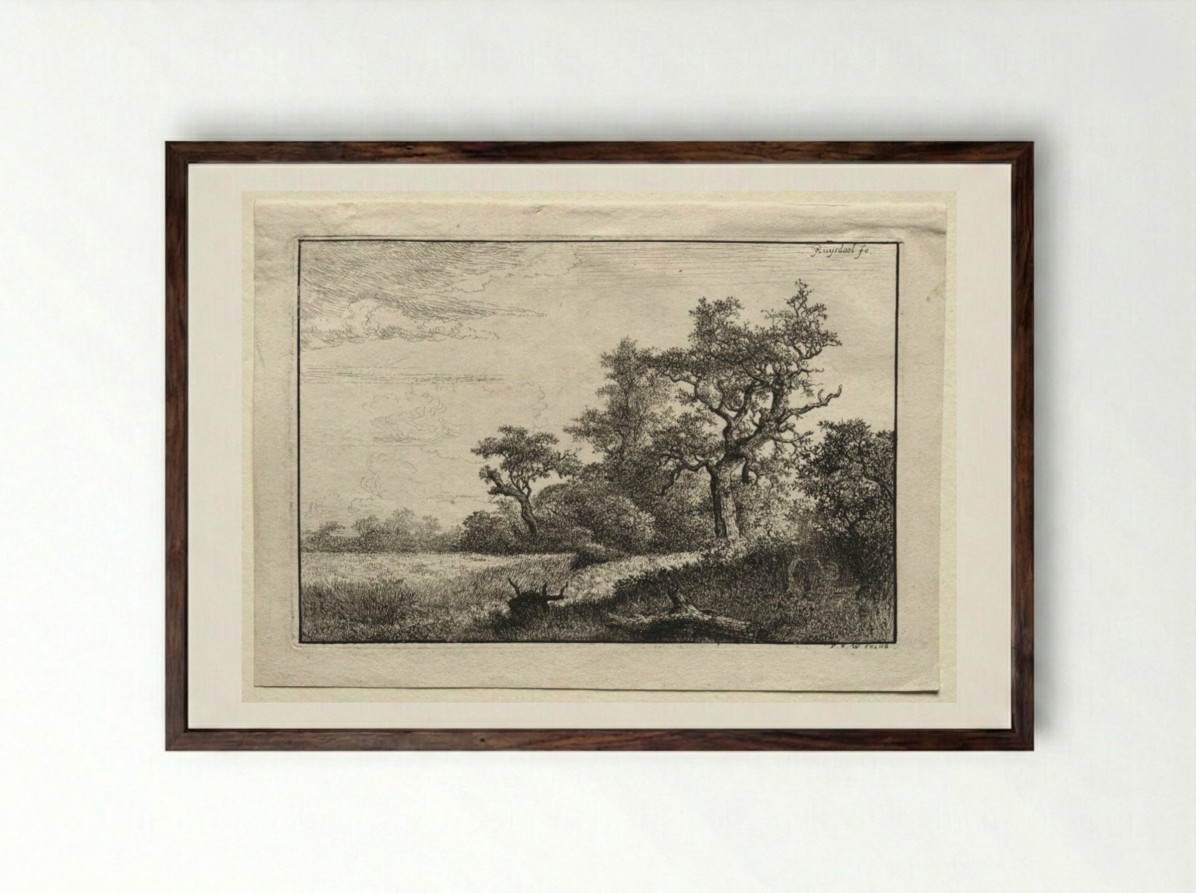 The Wheat Field - Jacob van Ruisdael - Framed Print Dark Wood