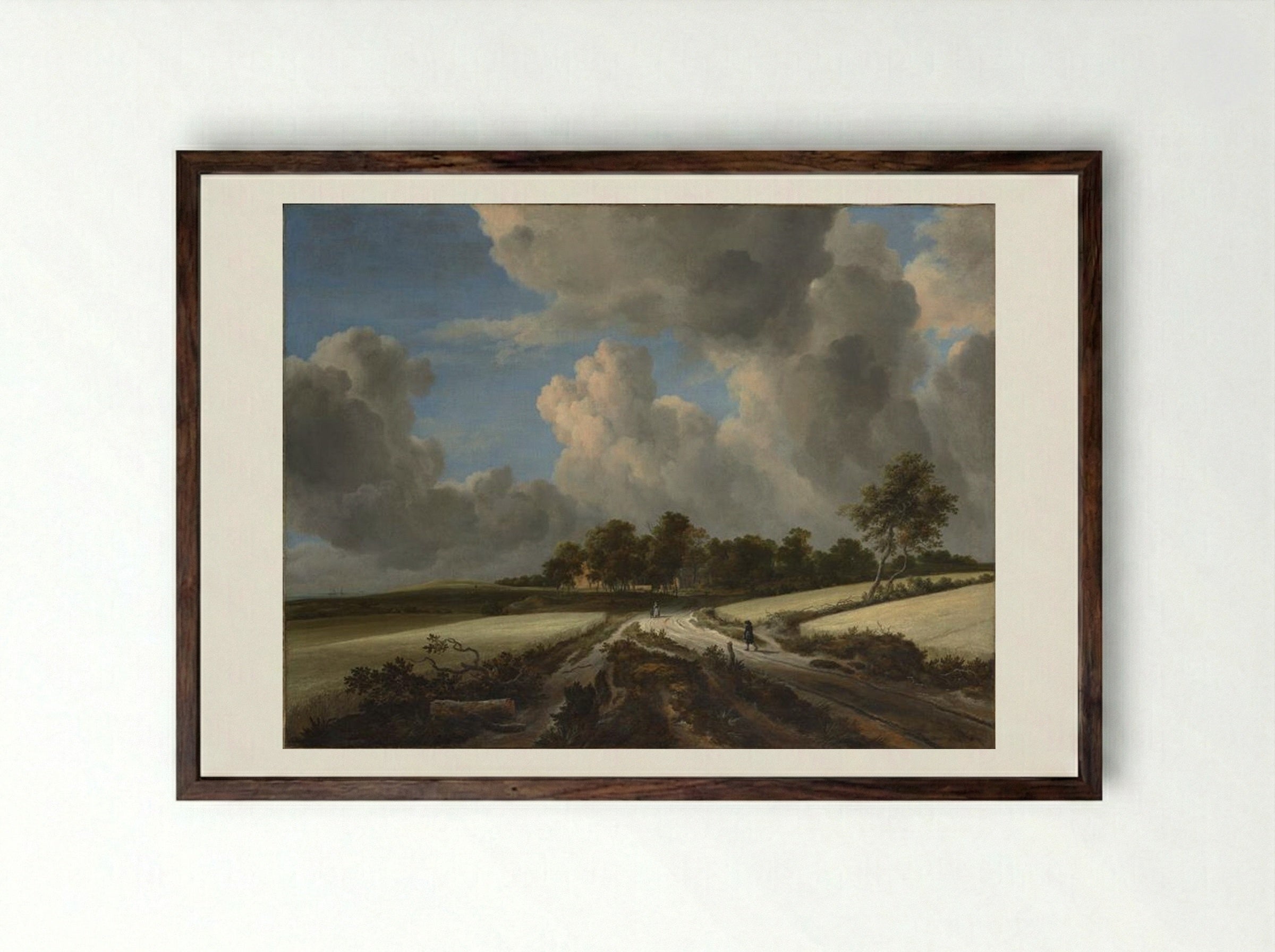 Wheat Fields - Jacob van Ruisdael - Framed Print Dark Wood