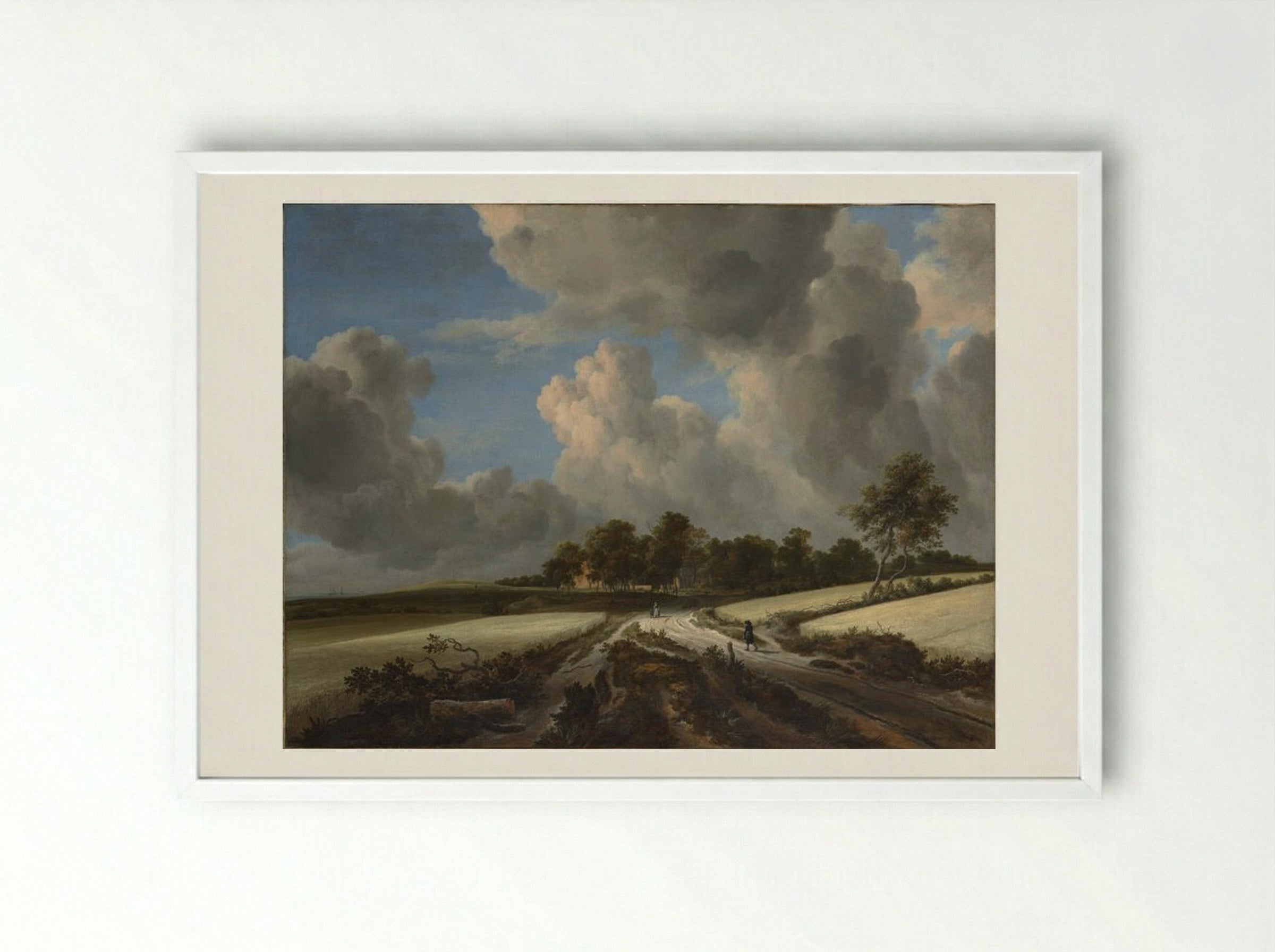 Wheat Fields - Jacob van Ruisdael - Framed Print White