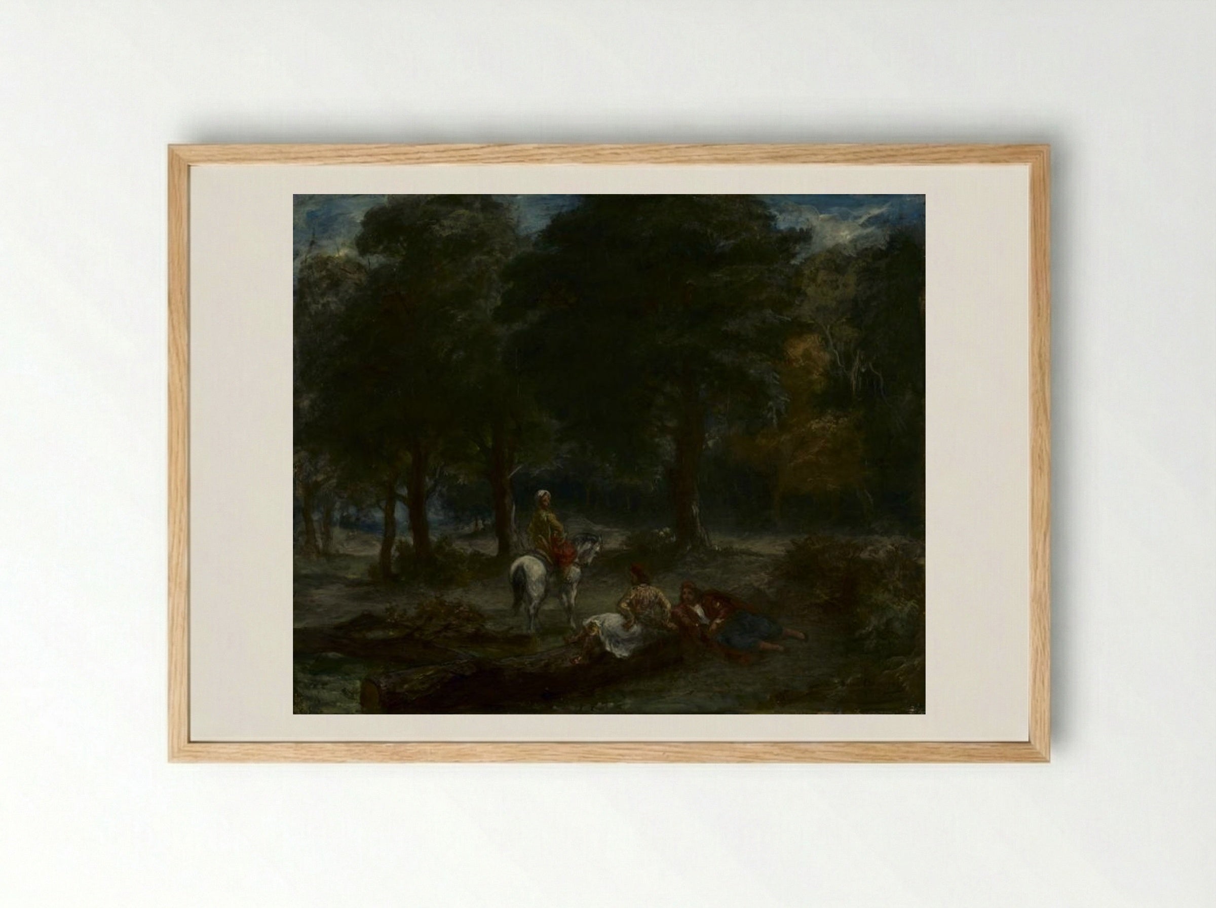 Greek Cavalry Men Resting in Forest - Eugène Delacroix - Framed Print Wood