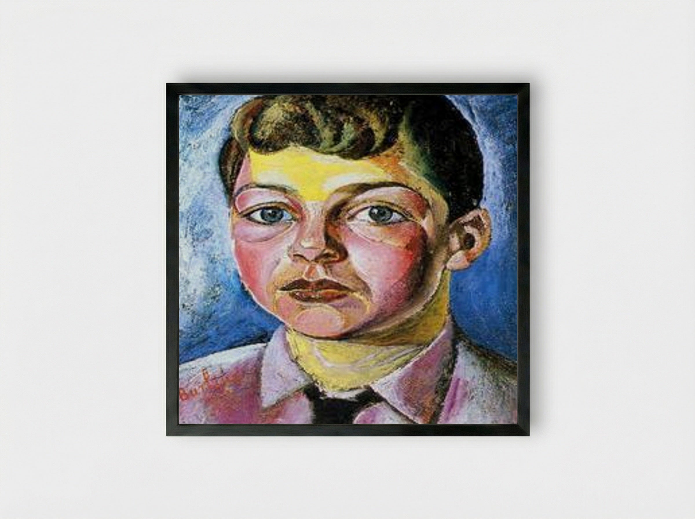 Portrait of Nicolas, the Artist's Son - David Burliuk - Framed Print Black