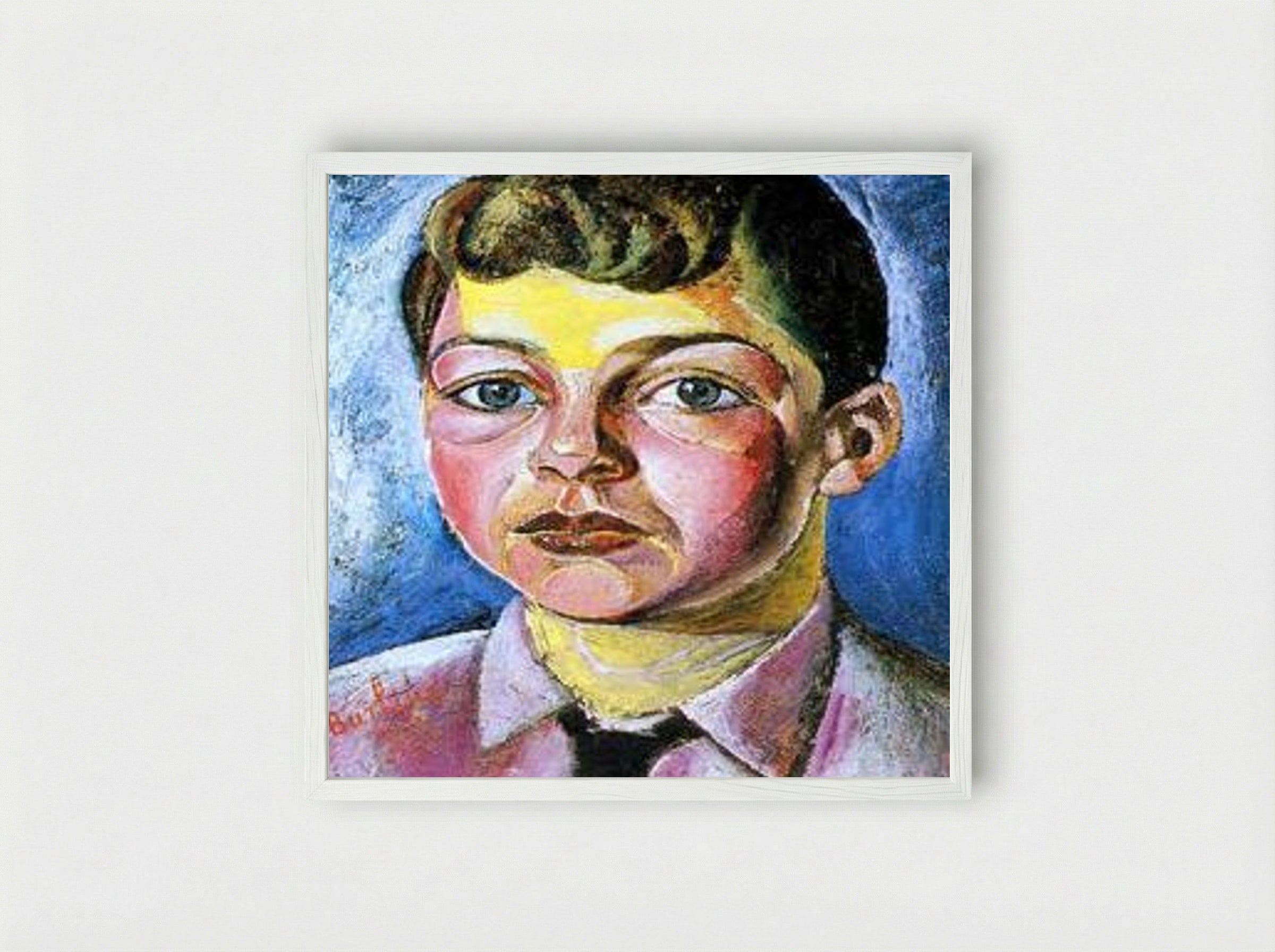 Portrait of Nicolas, the Artist's Son - David Burliuk - Framed Print White