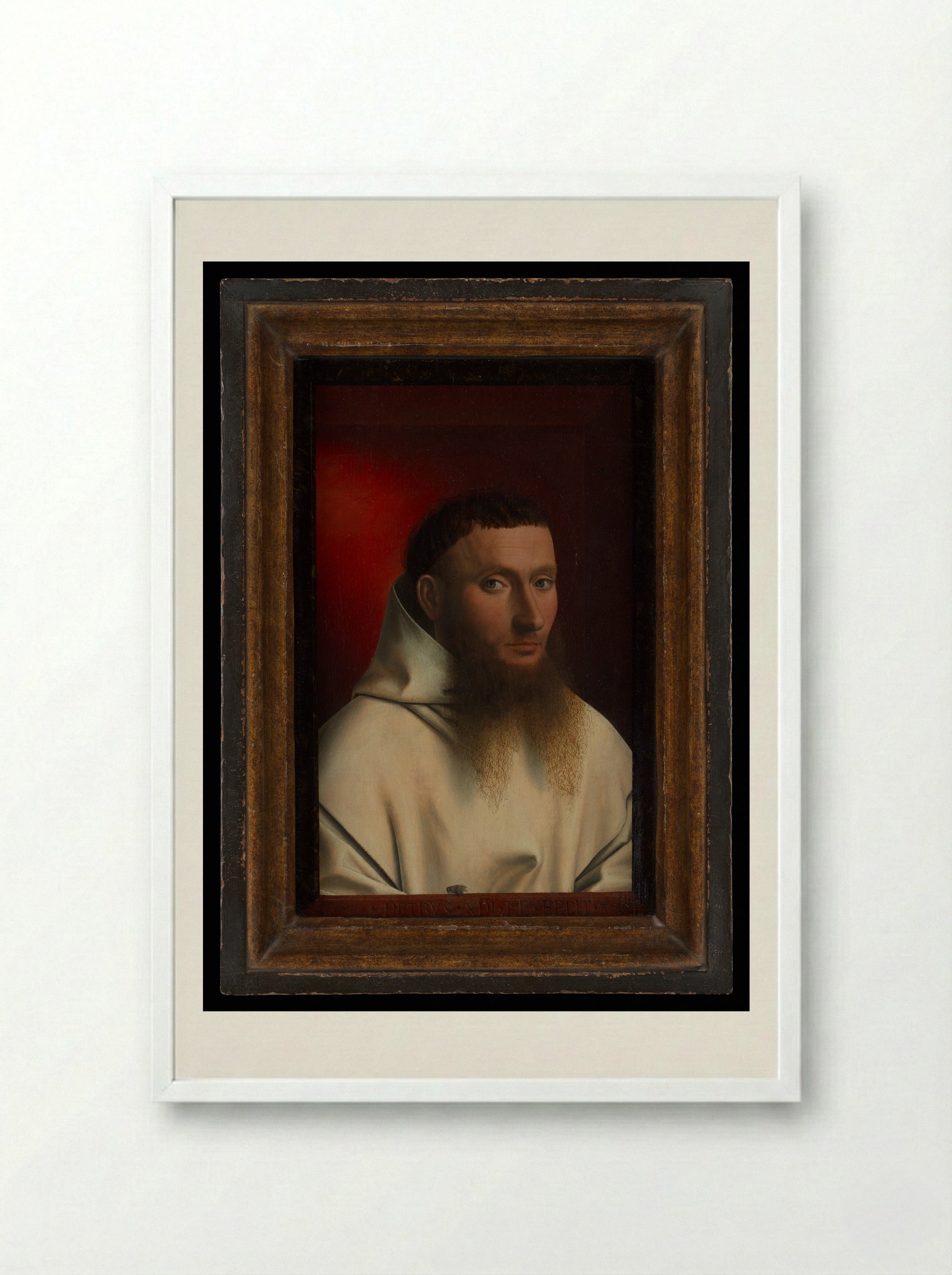 Portrait of a Carthusian - Petrus Christus - Framed Print White