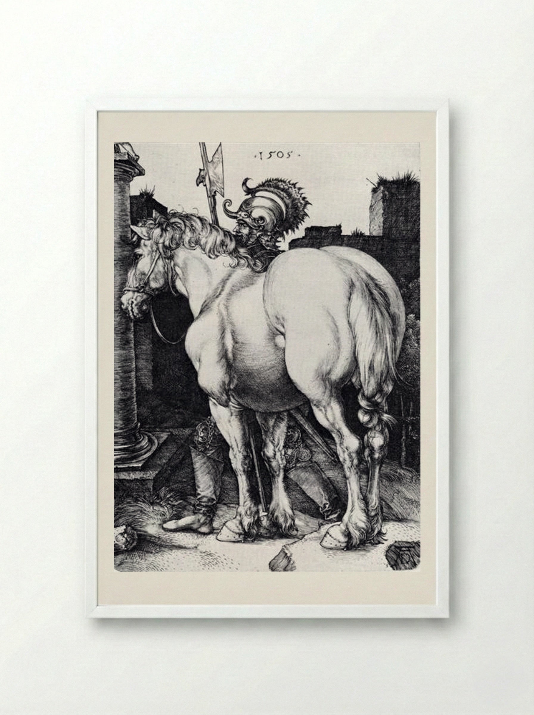 The Large Horse - Albrecht Dürer - Framed Print White