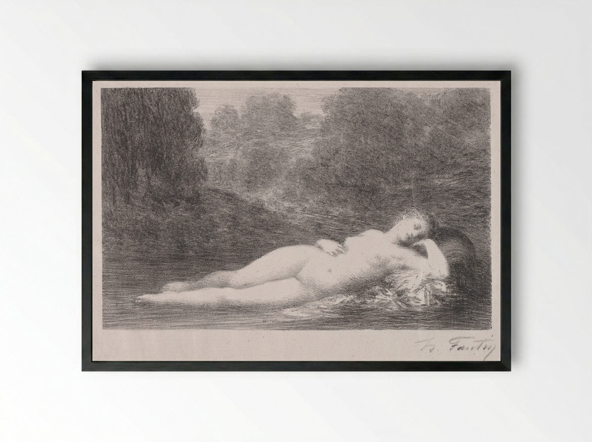 Lying in the Water - Henri Fantin-Latour - Framed Print Black
