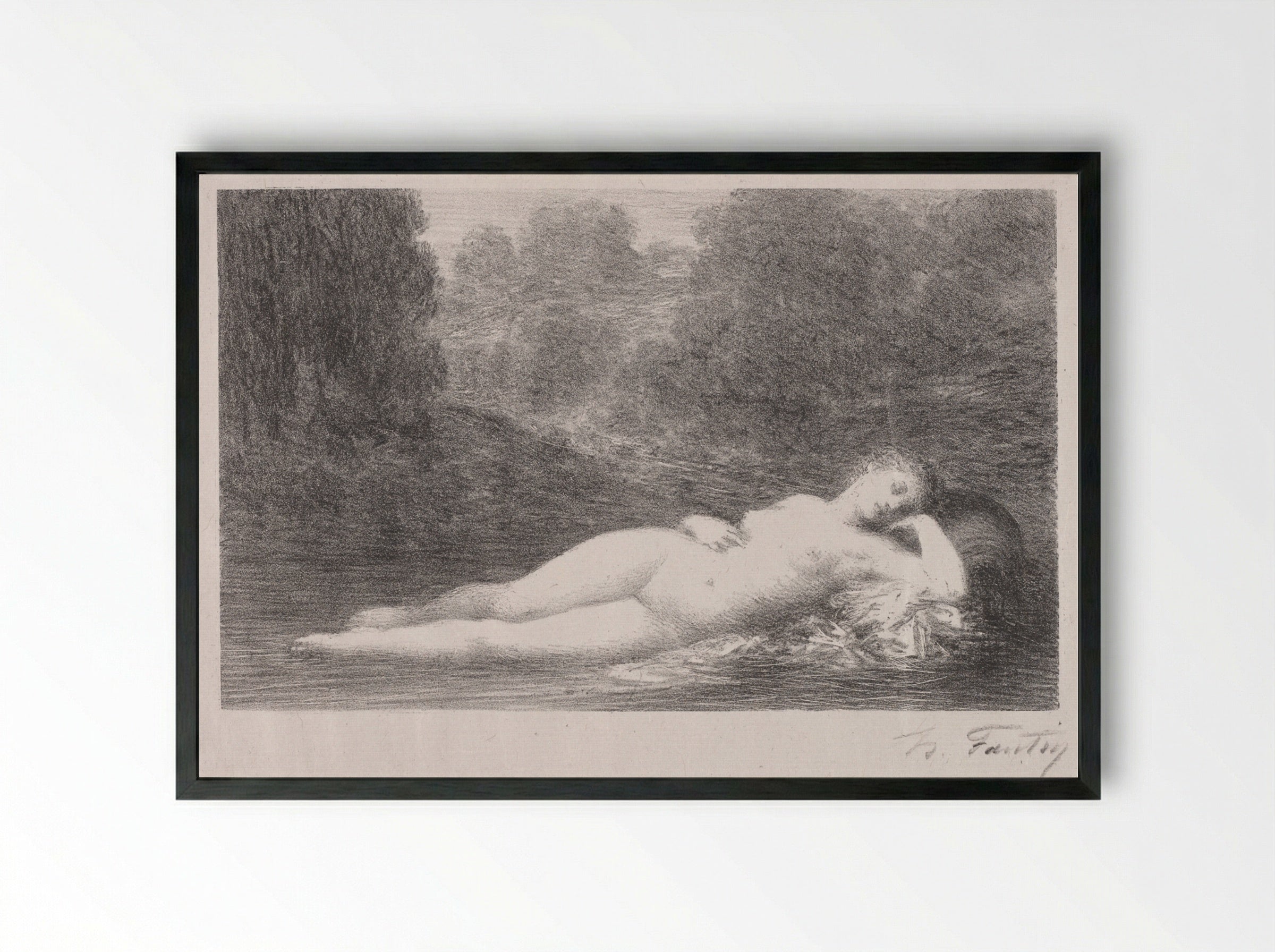 Lying in the Water - Henri Fantin-Latour - Framed Print Black