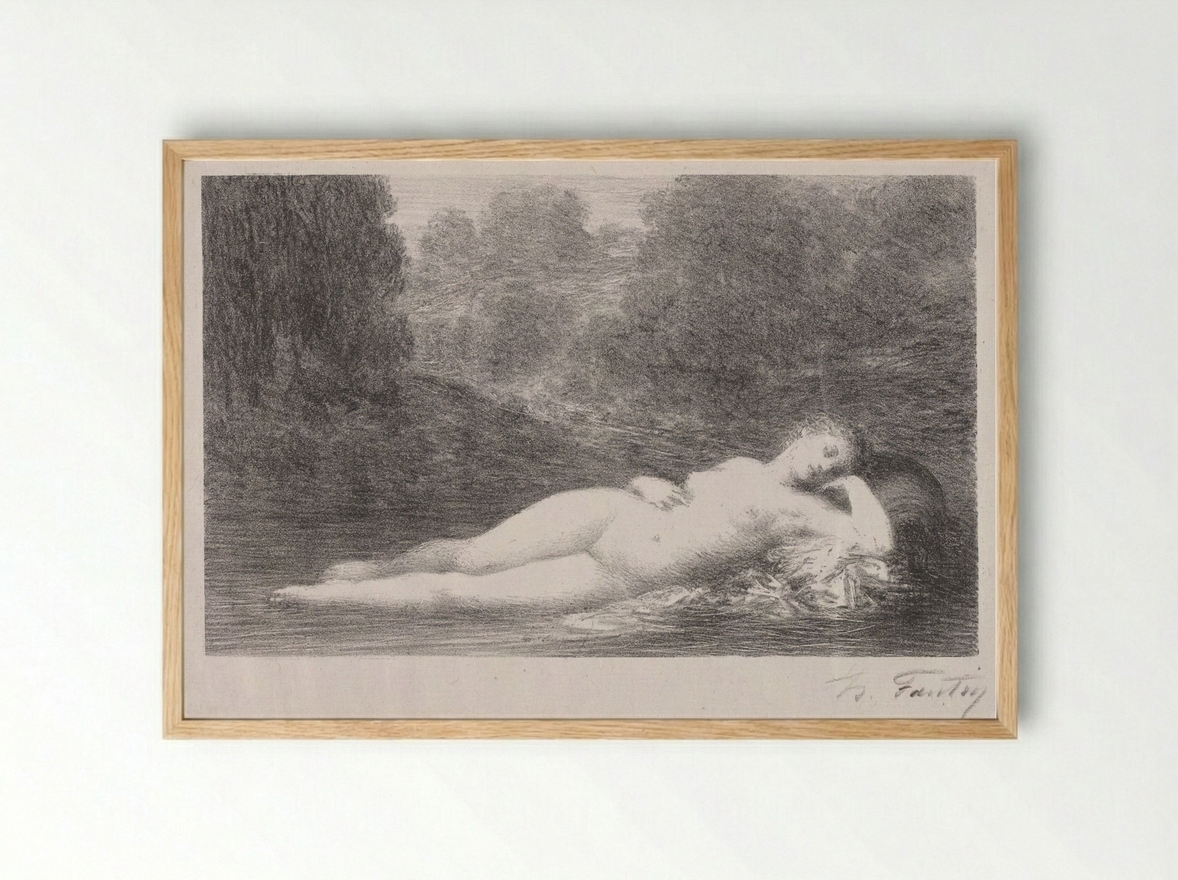 Lying in the Water - Henri Fantin-Latour - Framed Print Wood
