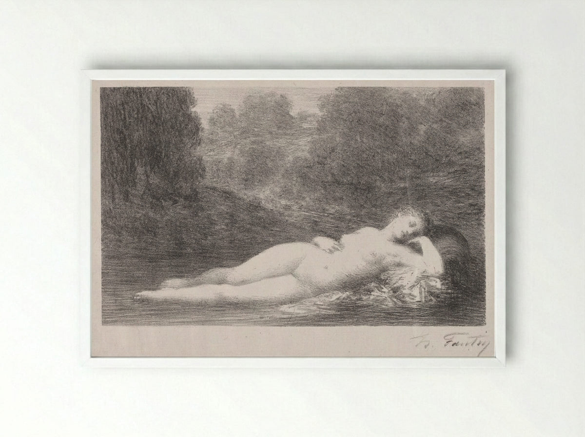 Lying in the Water - Henri Fantin-Latour - Framed Print White