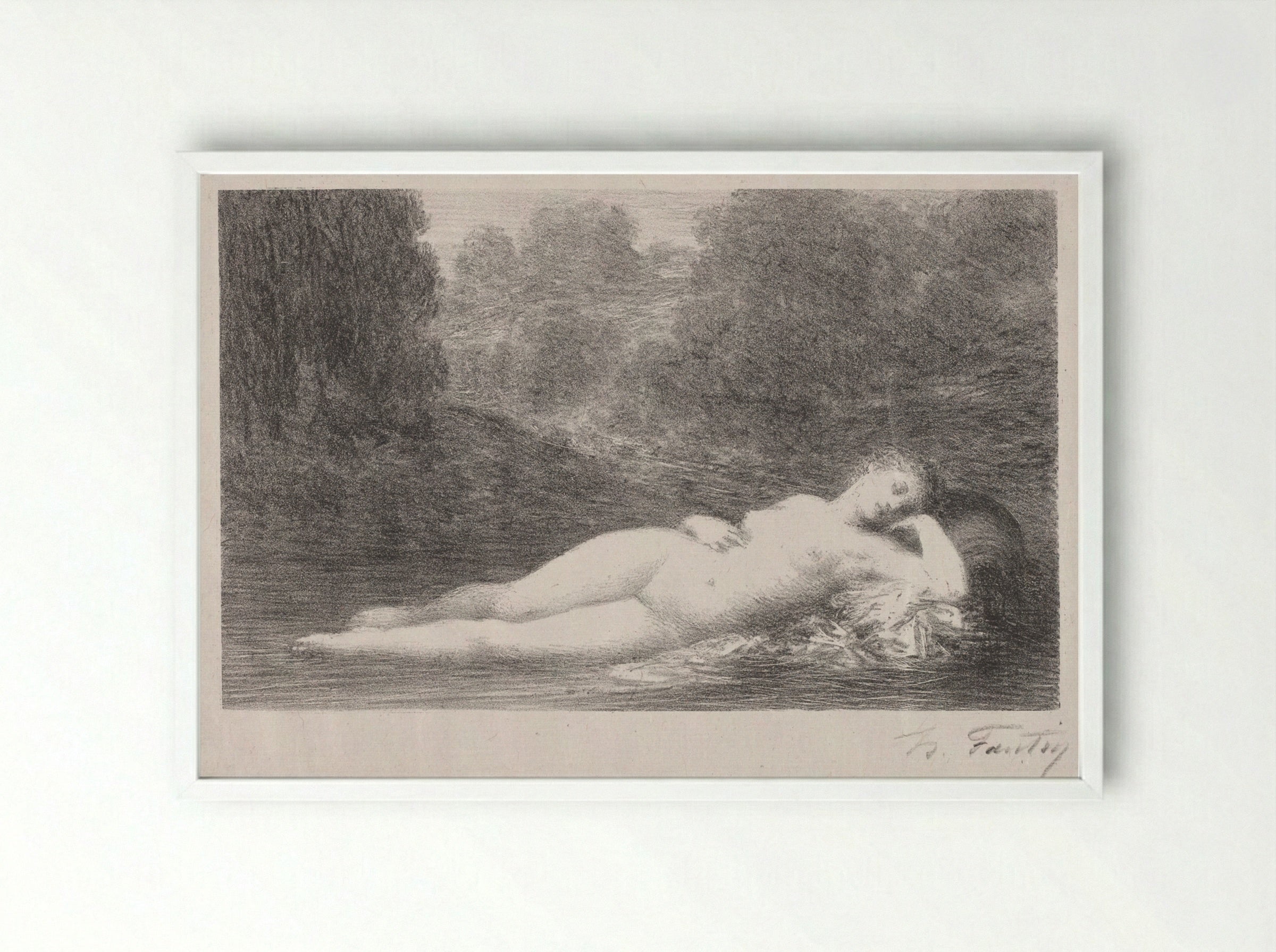 Lying in the Water - Henri Fantin-Latour - Framed Print White