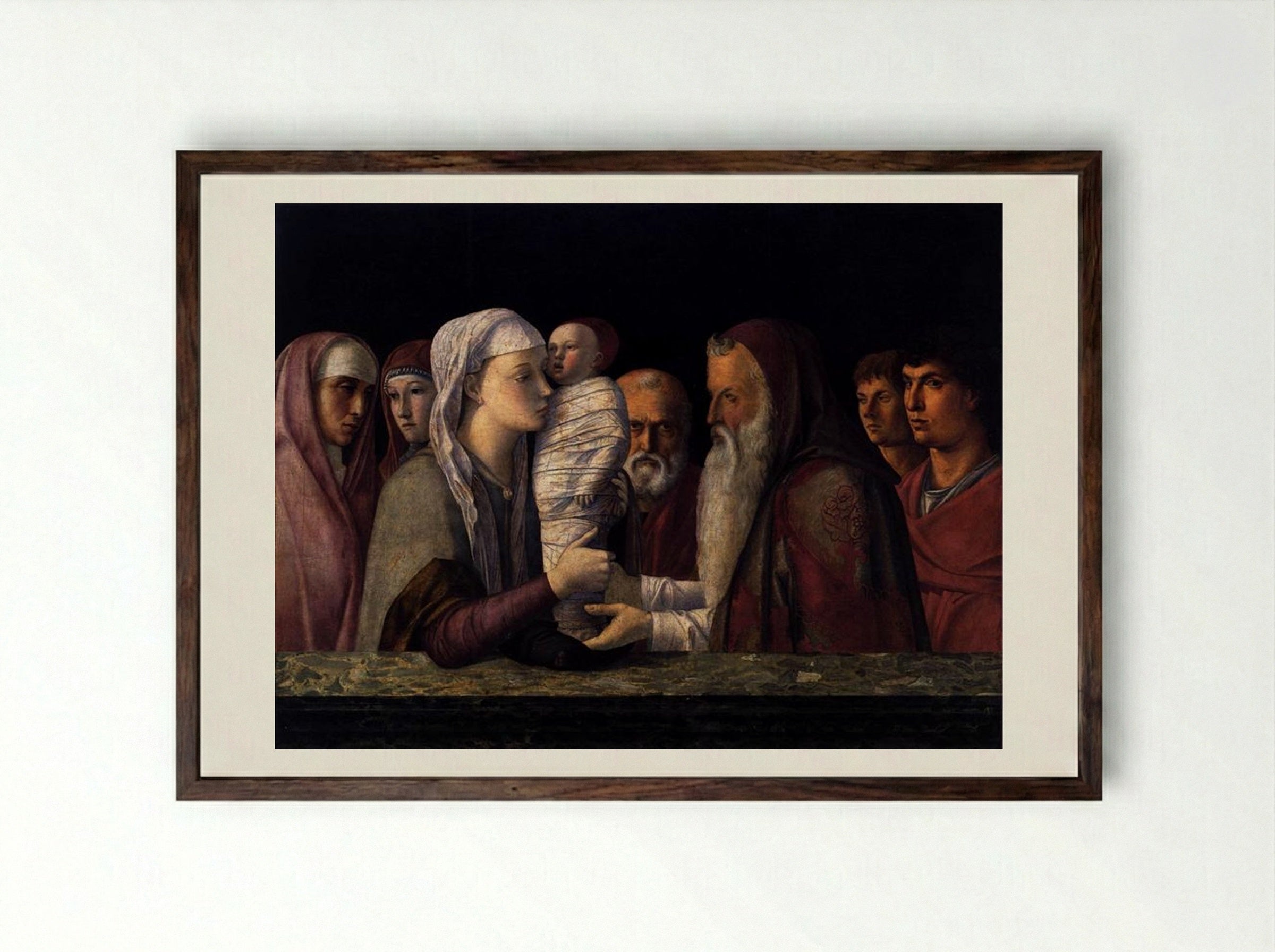 Presentation at the Temple - Giovanni Bellini - Framed Print Dark Wood