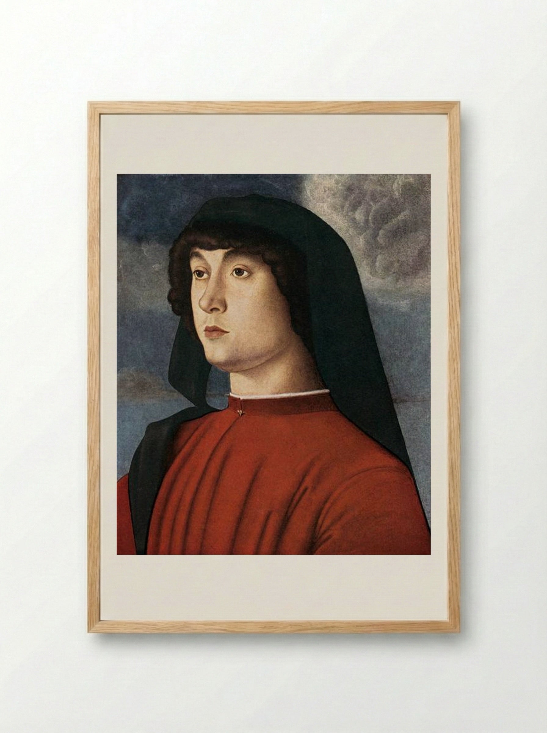 Portrait of a Young Man in Red - Giovanni Bellini - Framed Print Wood