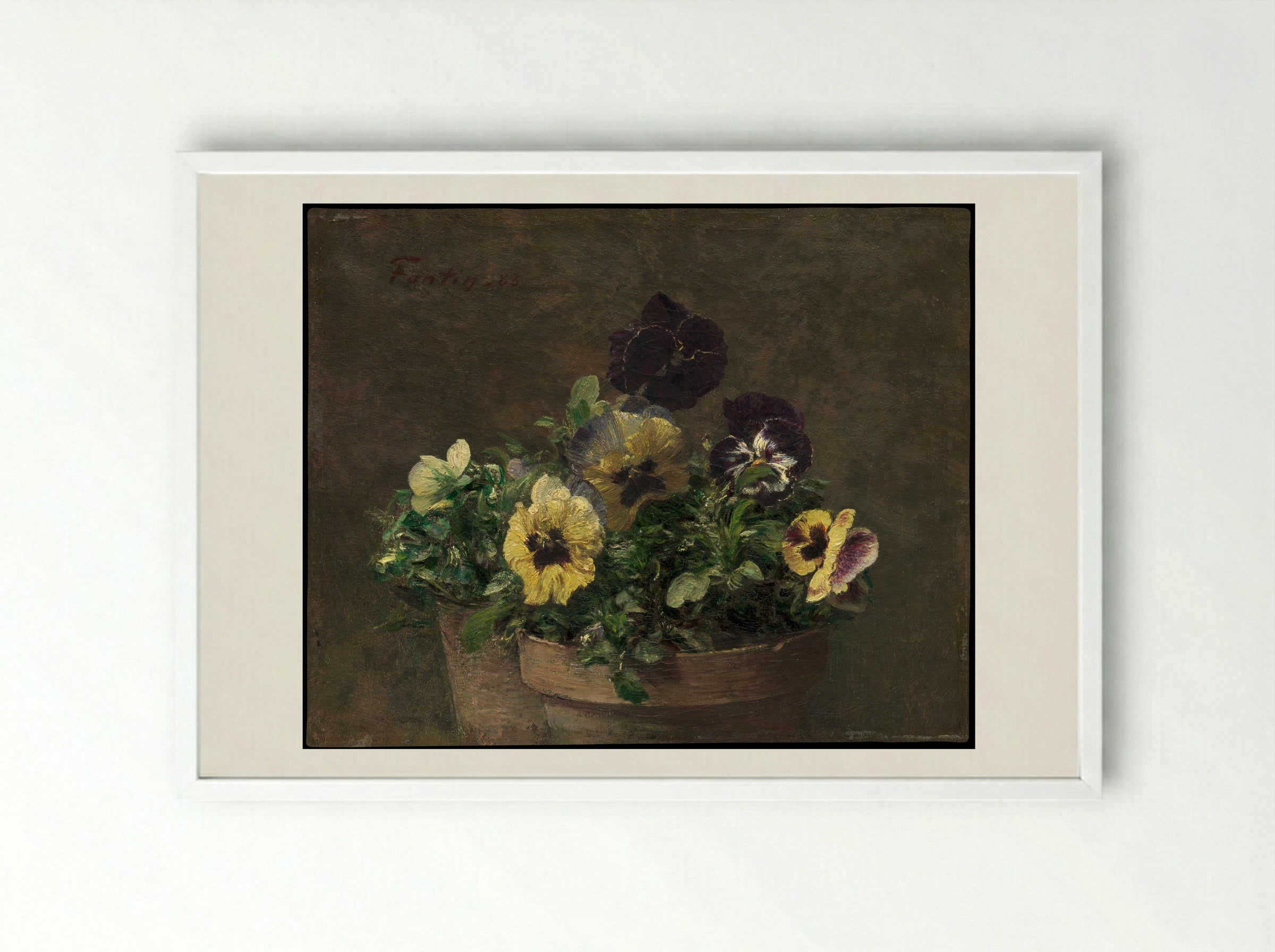 Potted Pansies - Henri Fantin-Latour - Framed Print White