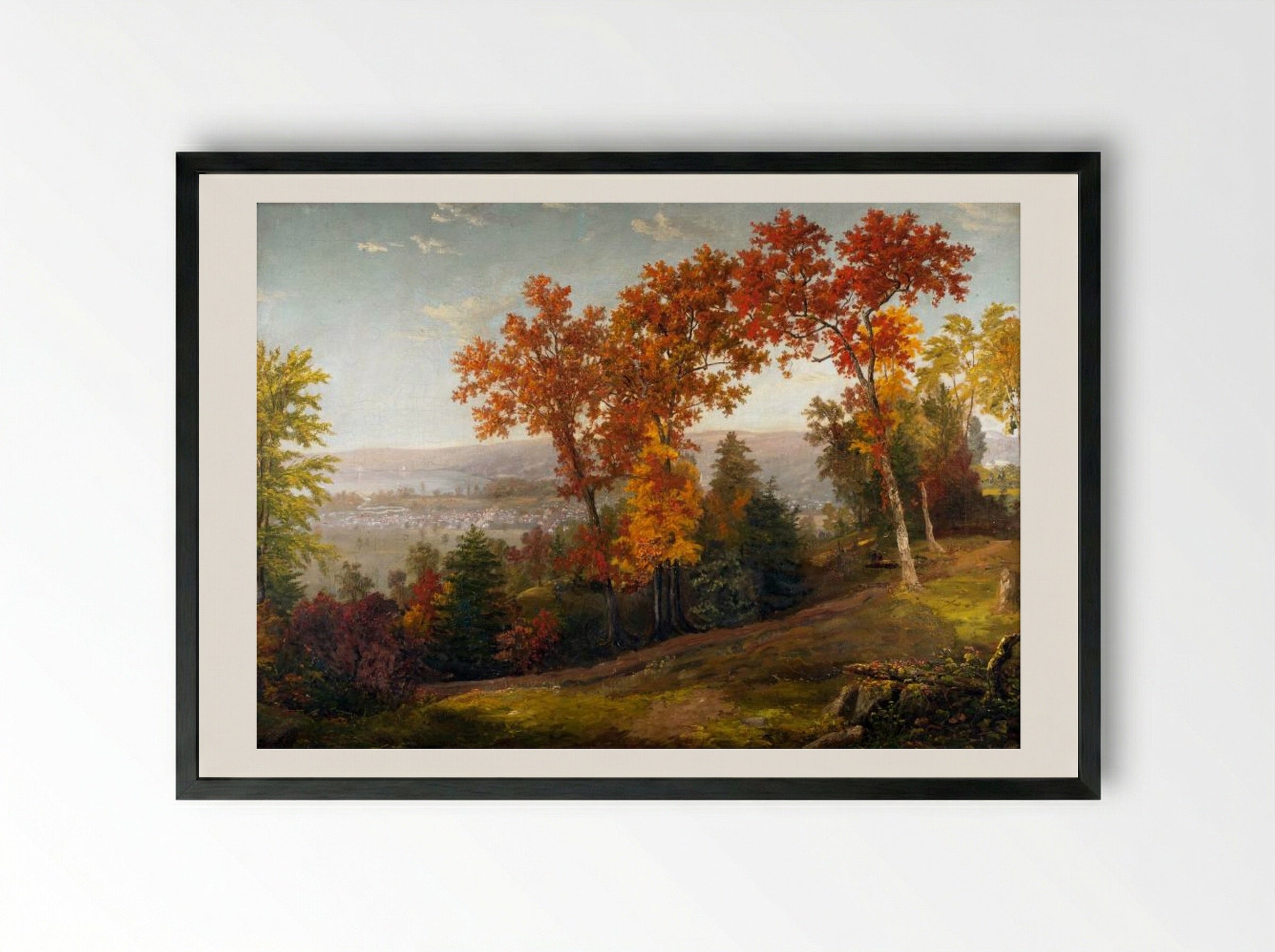 Hudson River - John Frederick Kensett - Framed Print Black