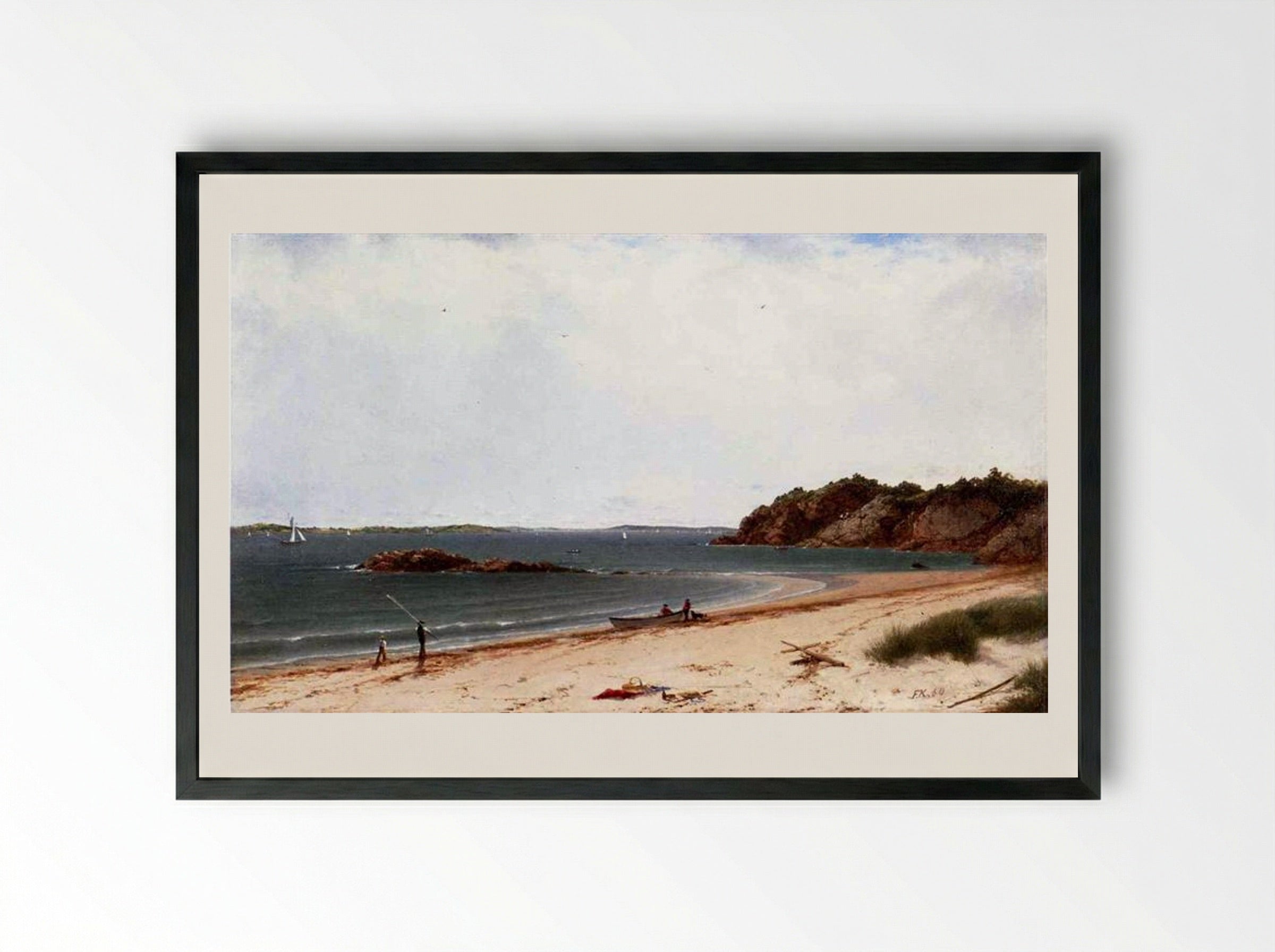 View of the Beach at Beverly, Massachusetts - John Frederick Kensett - Framed Print Black