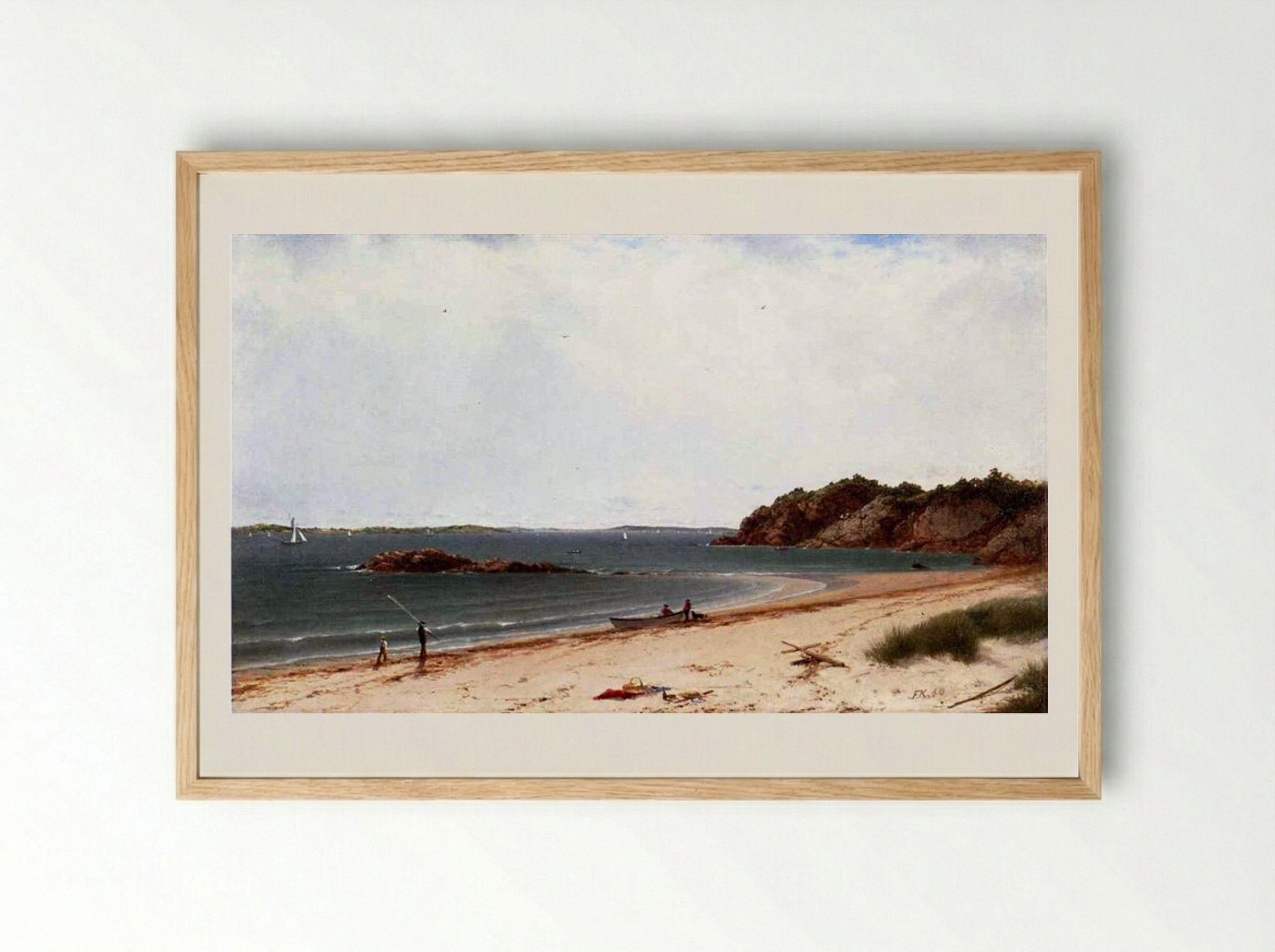 View of the Beach at Beverly, Massachusetts - John Frederick Kensett - Framed Print Wood