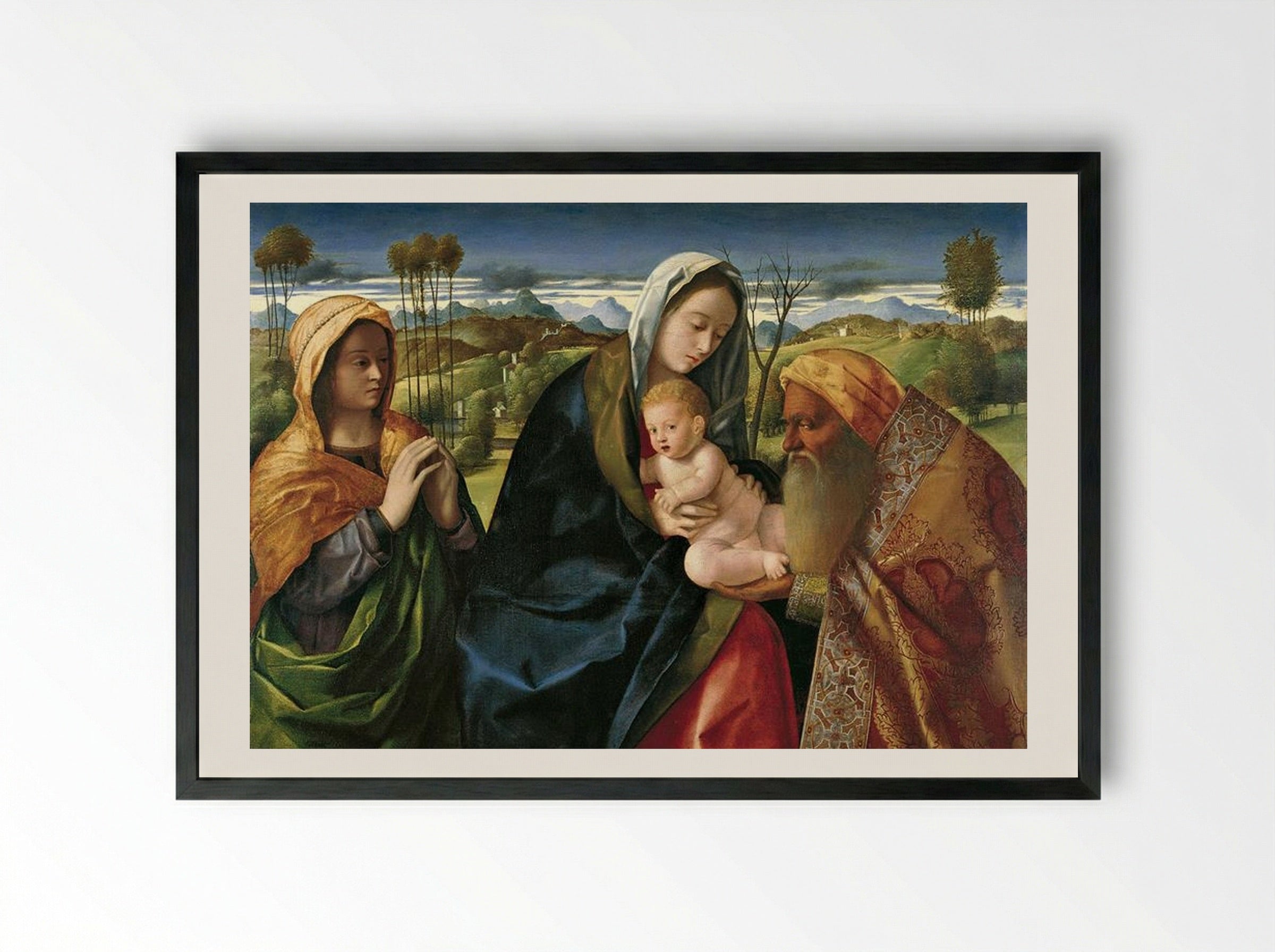 Holy Conversation - Giovanni Bellini - Framed Print Black