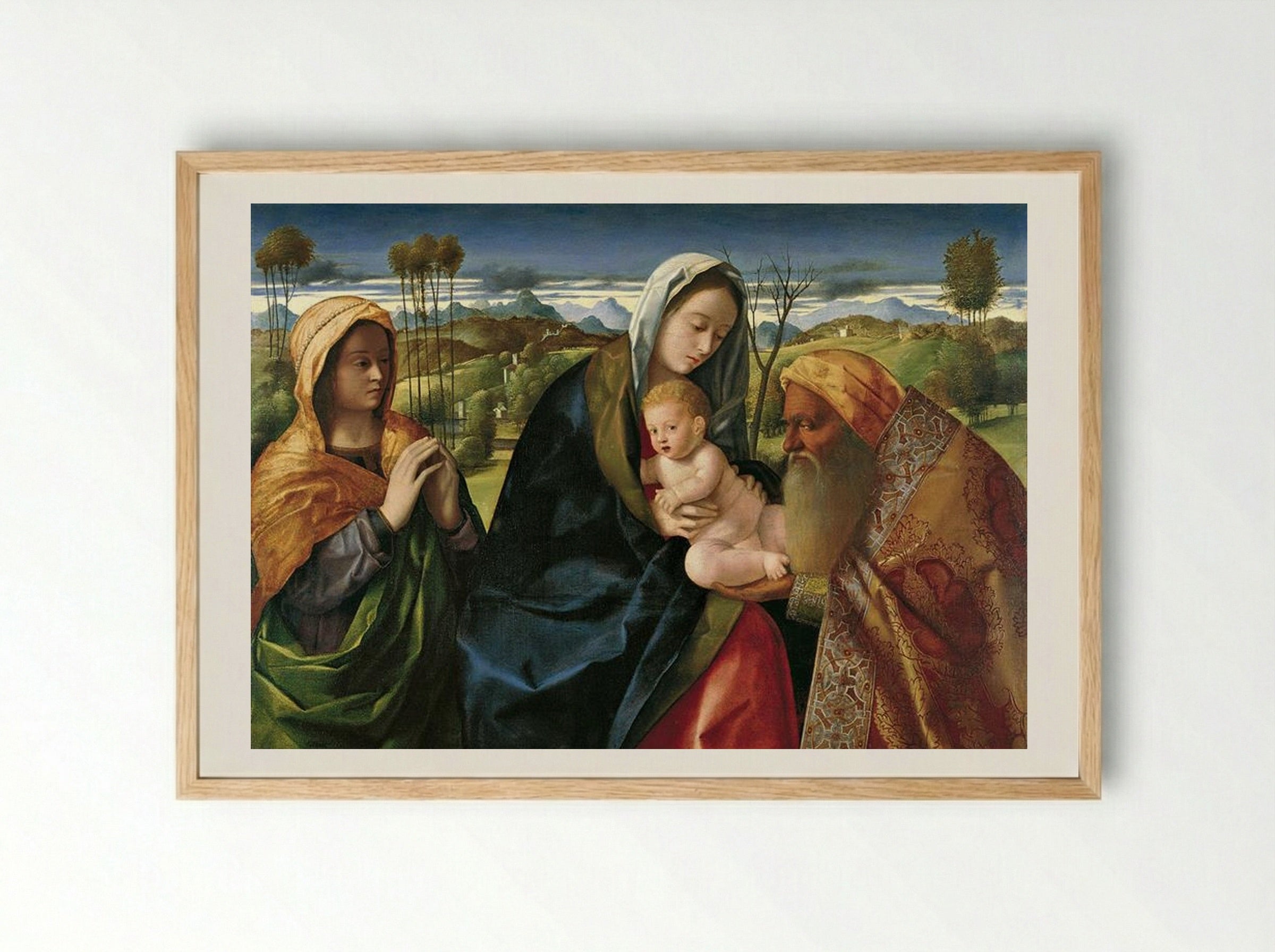 Holy Conversation - Giovanni Bellini - Framed Print Wood