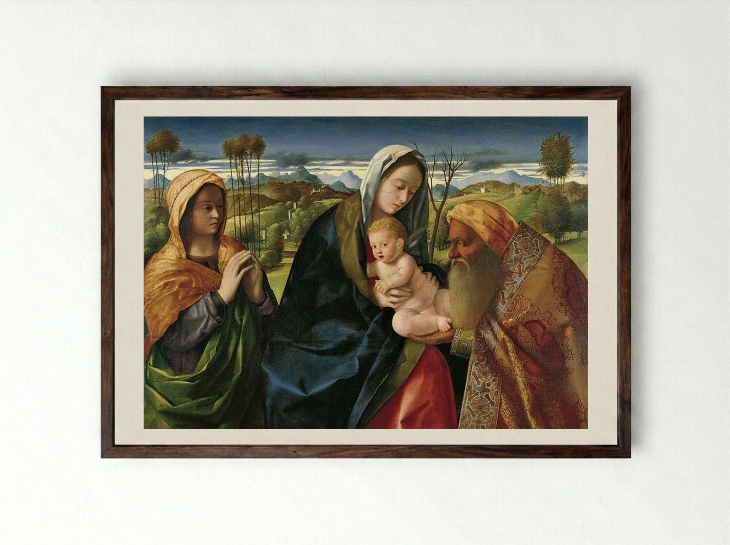 Holy Conversation - Giovanni Bellini - Framed Print Dark Wood