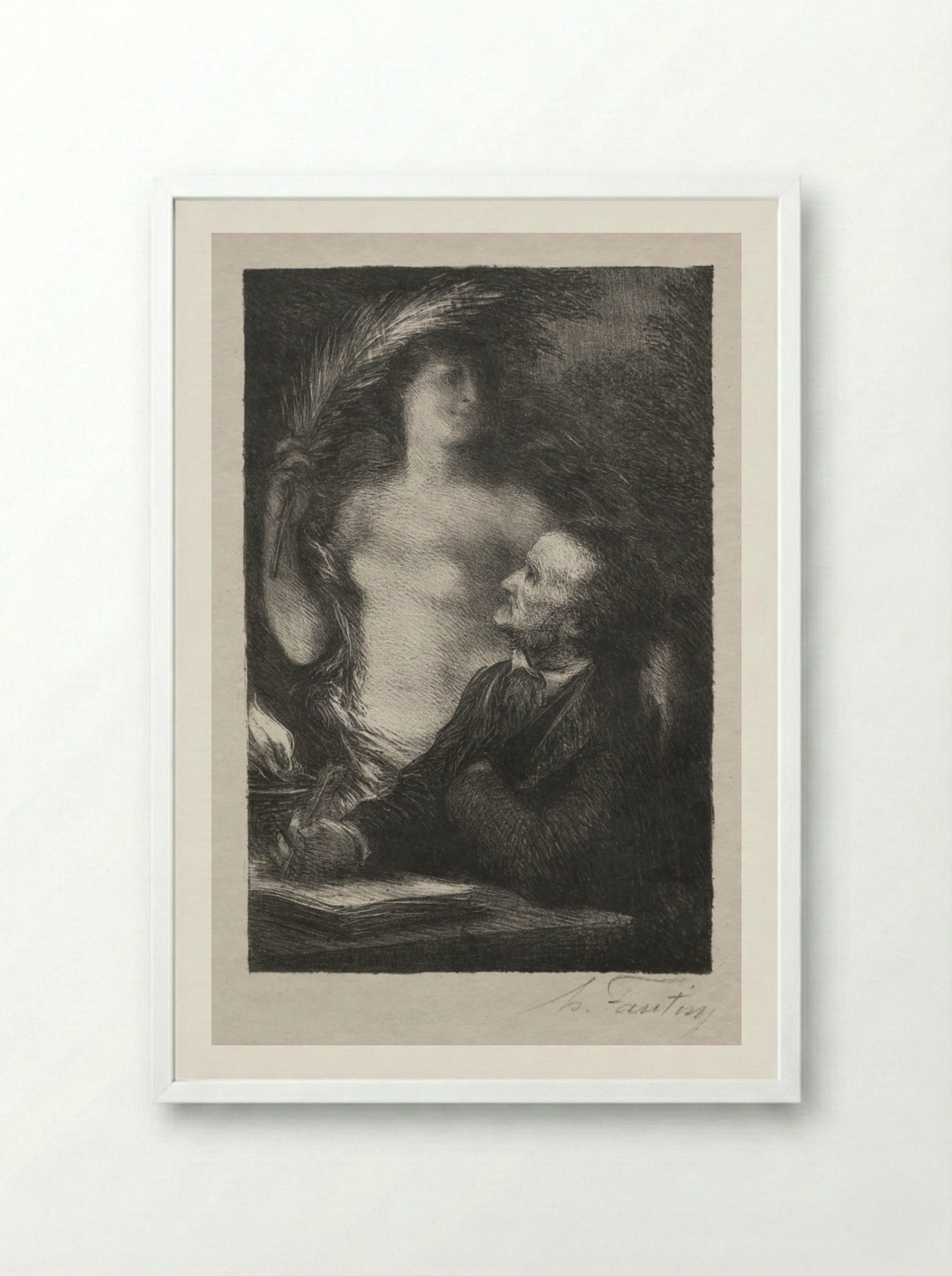 The Muse - Henri Fantin-Latour - Framed Print White
