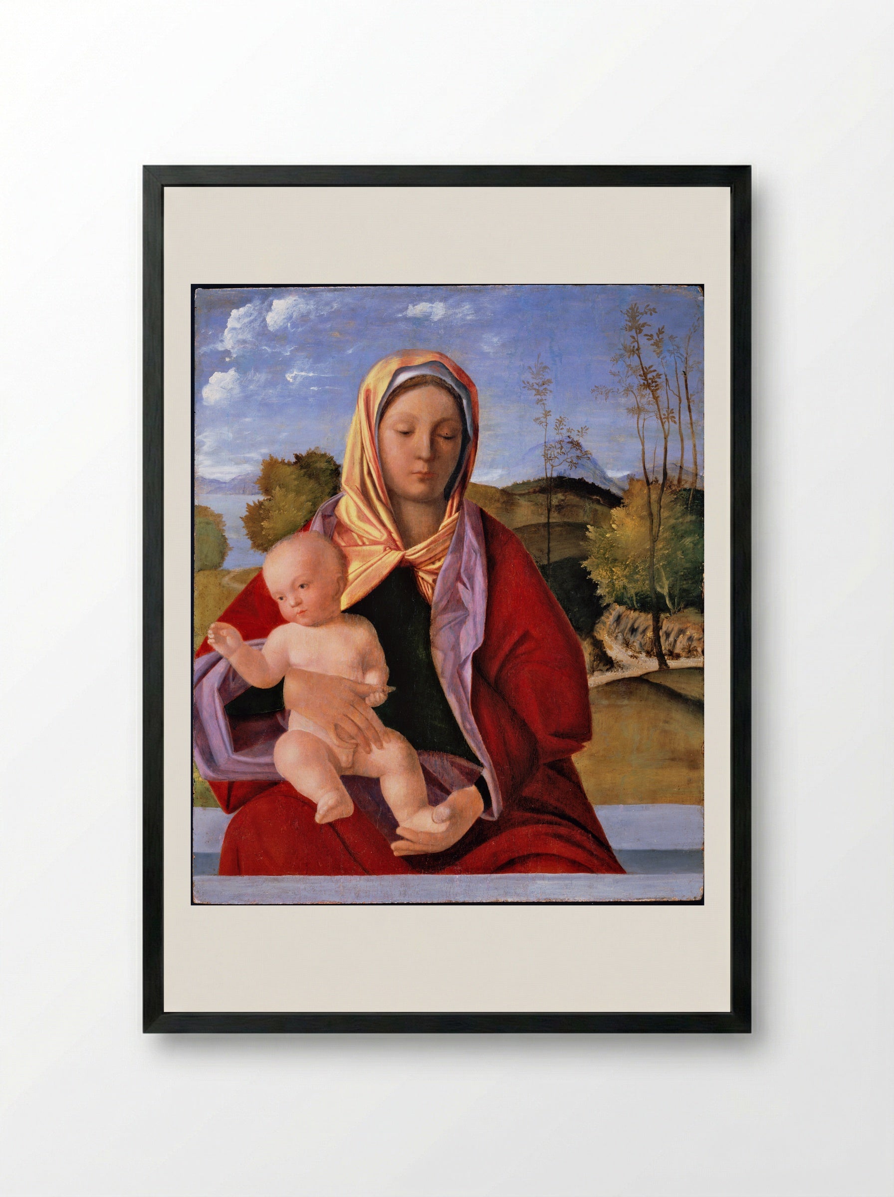 Madonna and Child - Giovanni Bellini - Framed Print Black