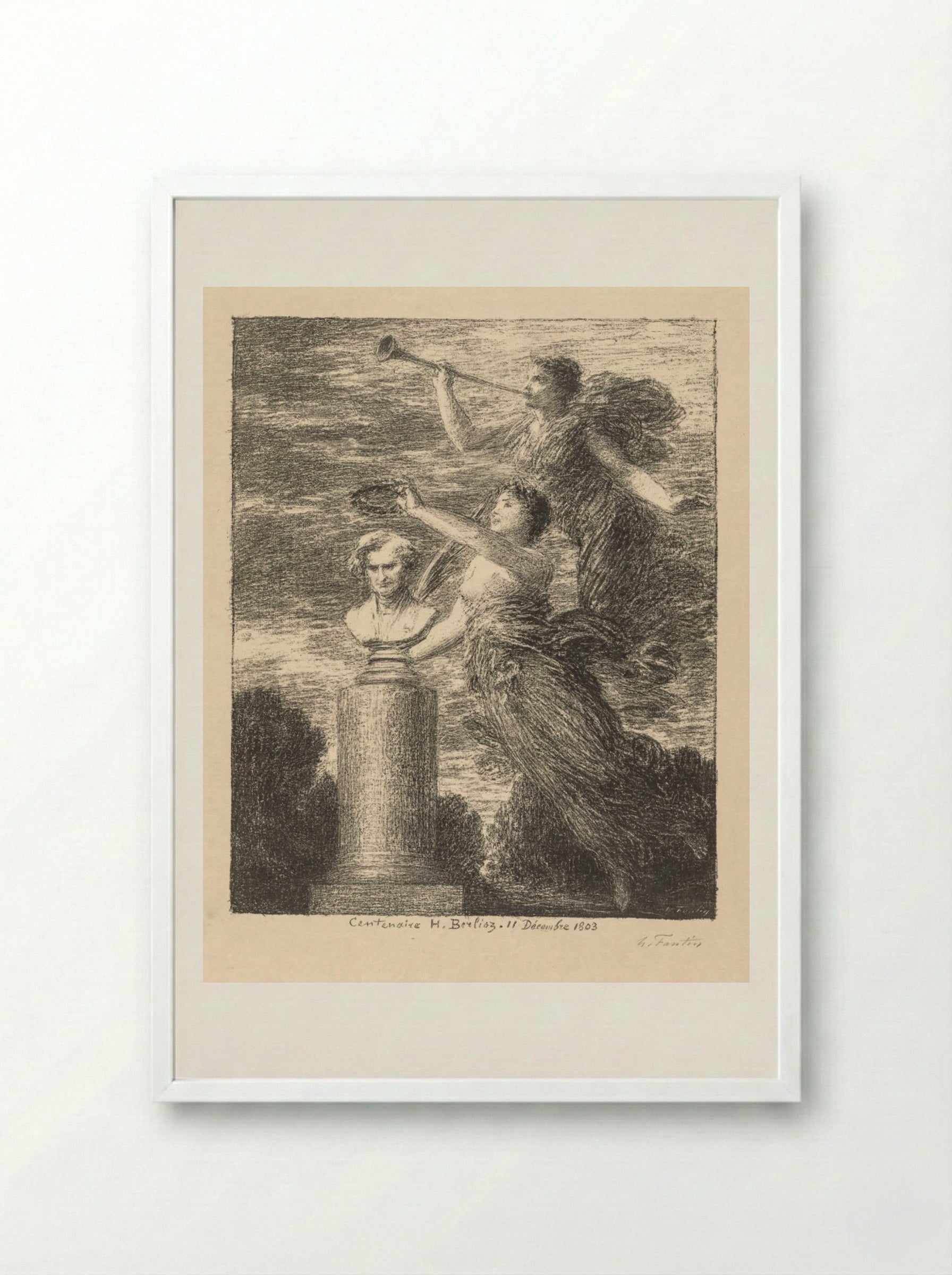 Centenary of Hector Berlioz - Henri Fantin-Latour - Framed Print White