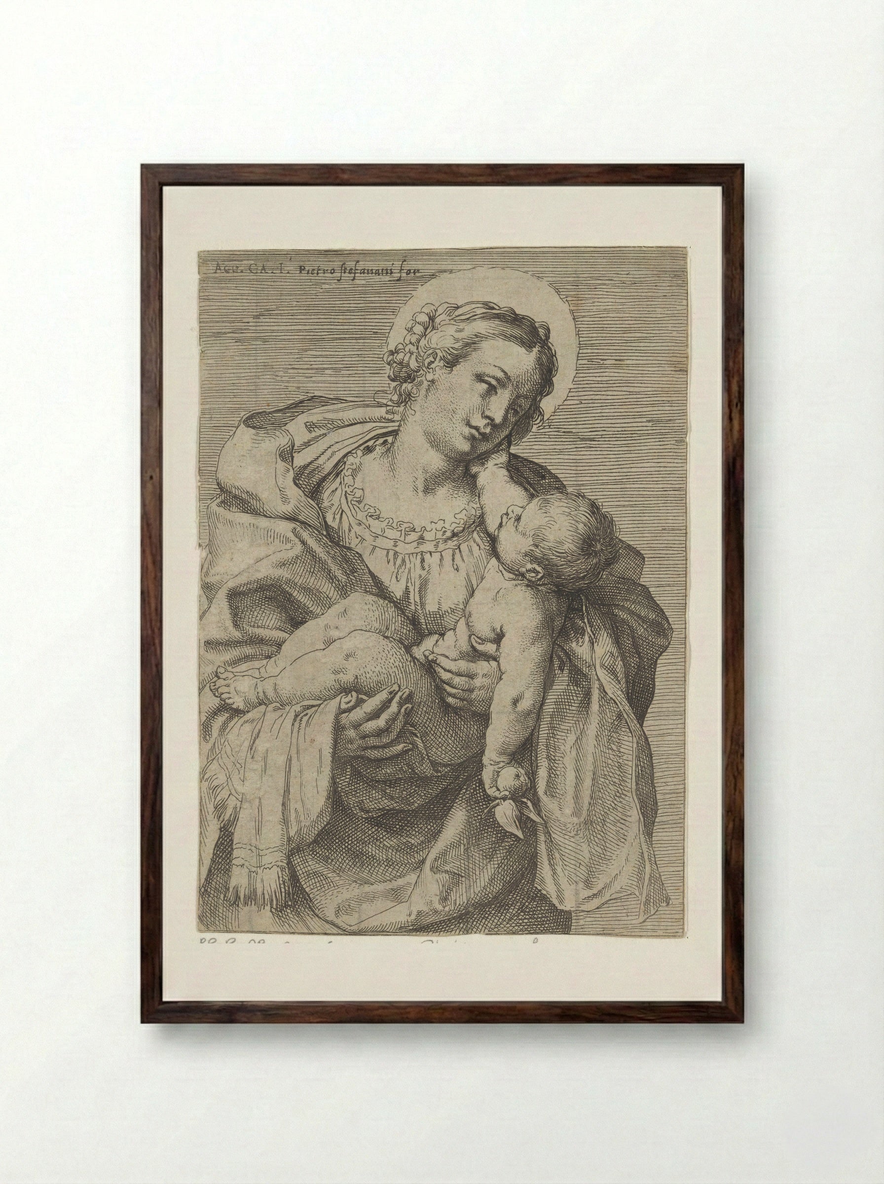 Madonna and Child - Annibale Carracci - Framed Print Dark Wood
