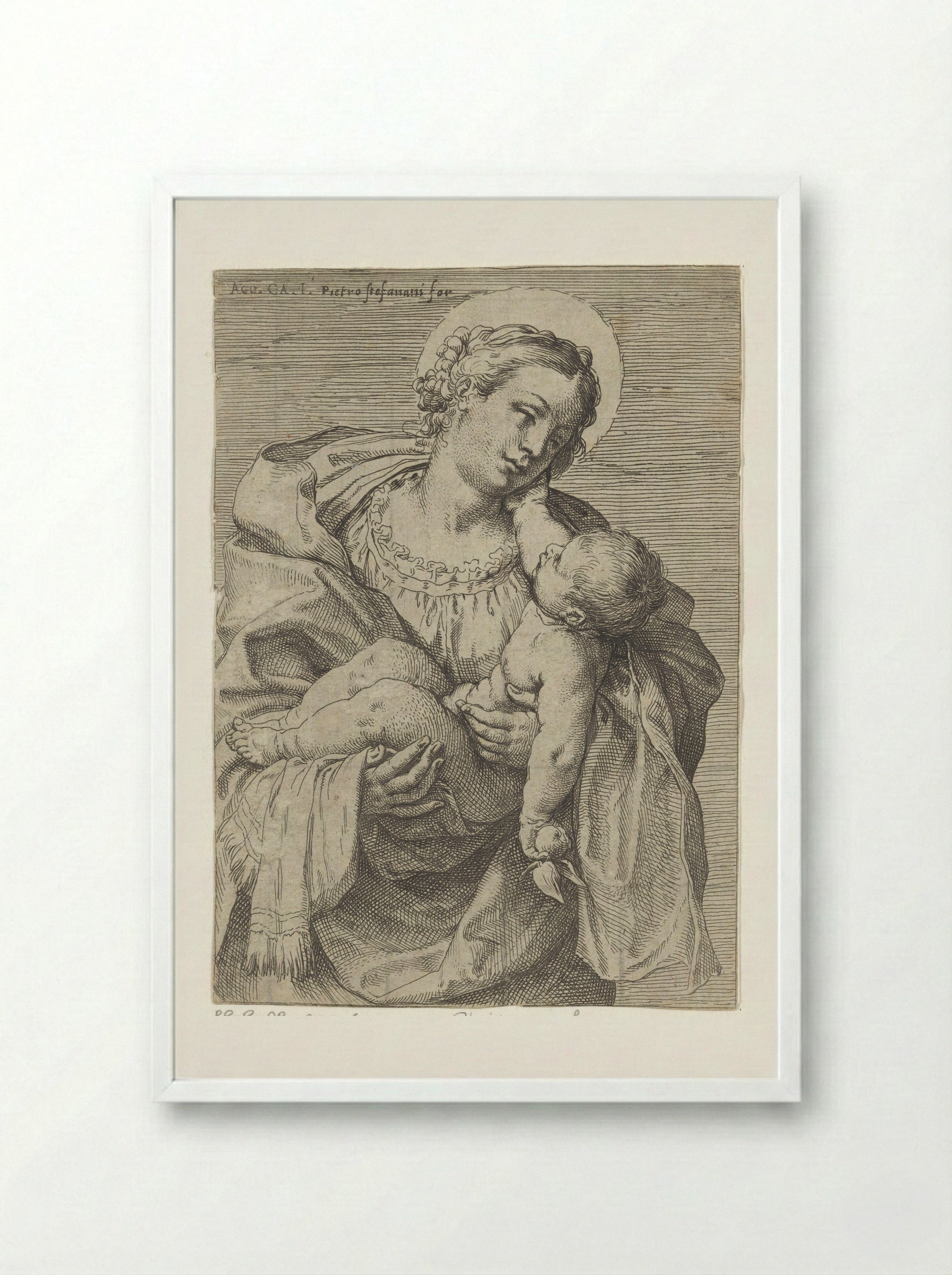 Madonna and Child - Annibale Carracci - Framed Print White
