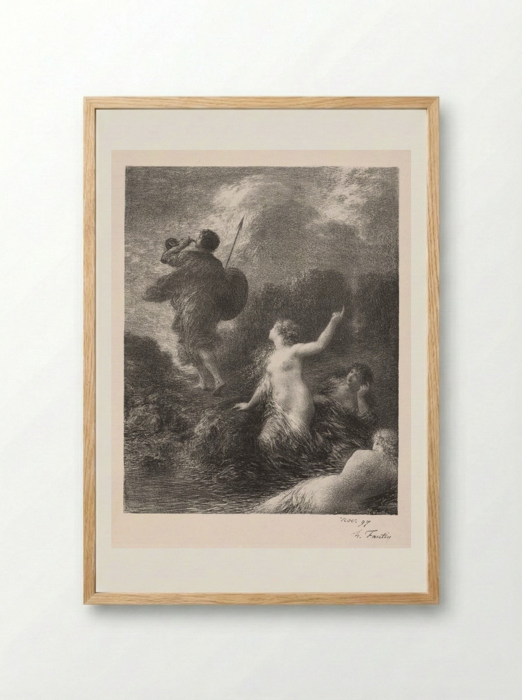 Twilight of the Gods: Siegfried and the Rhine Maidens - Henri Fantin-Latour - Framed Print Wood