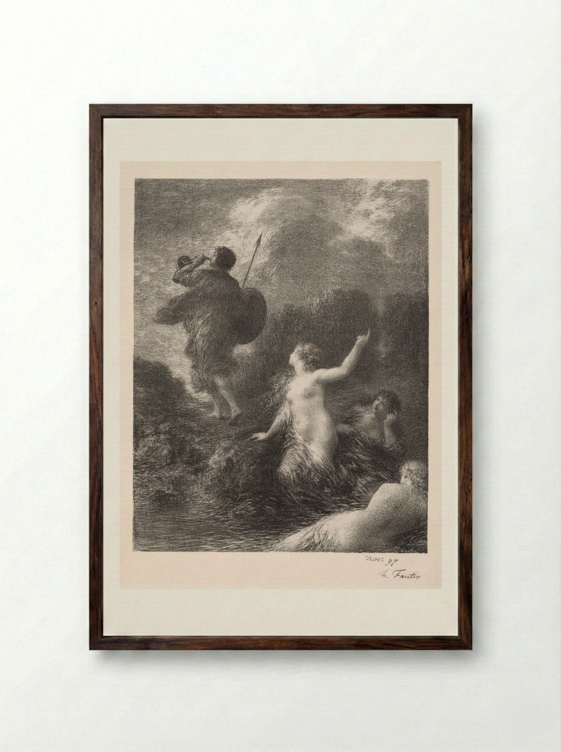 Twilight of the Gods: Siegfried and the Rhine Maidens - Henri Fantin-Latour - Framed Print Dark Wood