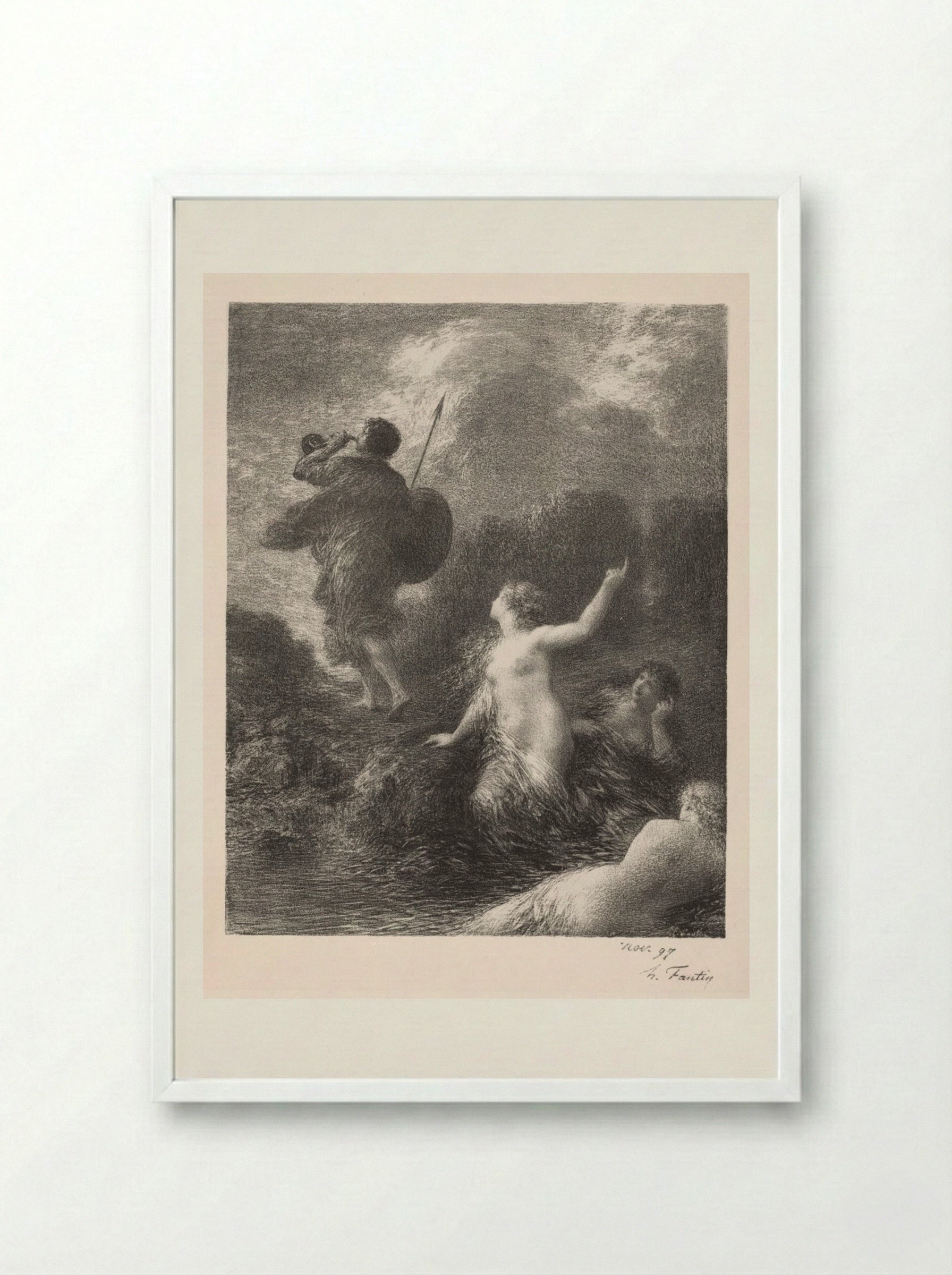 Twilight of the Gods: Siegfried and the Rhine Maidens - Henri Fantin-Latour - Framed Print White