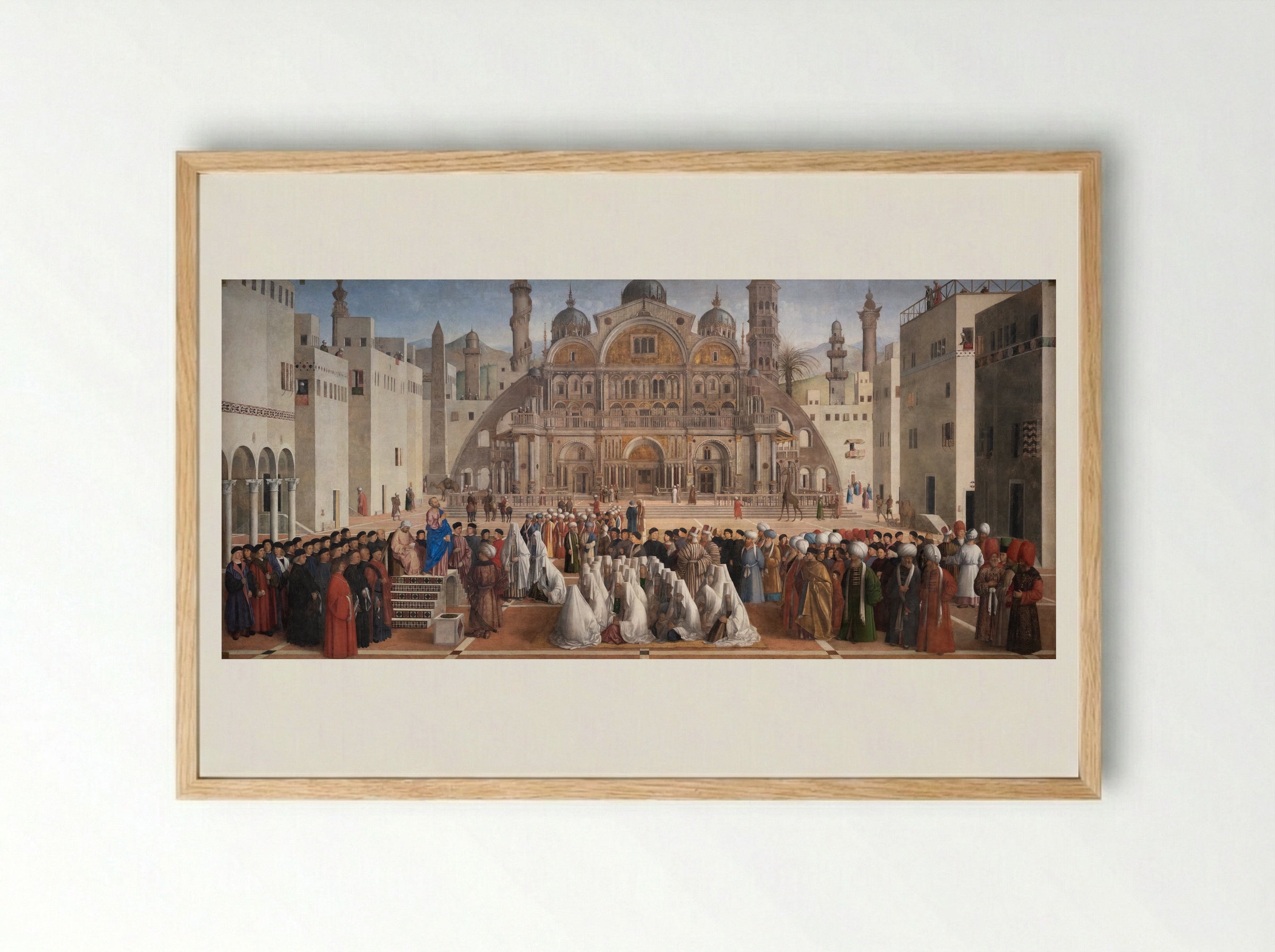 St. Mark Preaching in Alexandria - Giovanni Bellini - Framed Print Wood