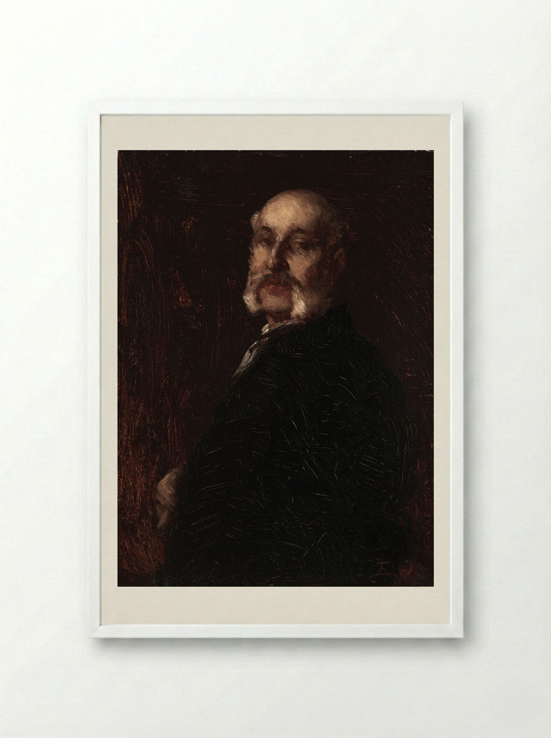 Portrait of Franklin H. Delano - Eastman Johnson - Framed Print White