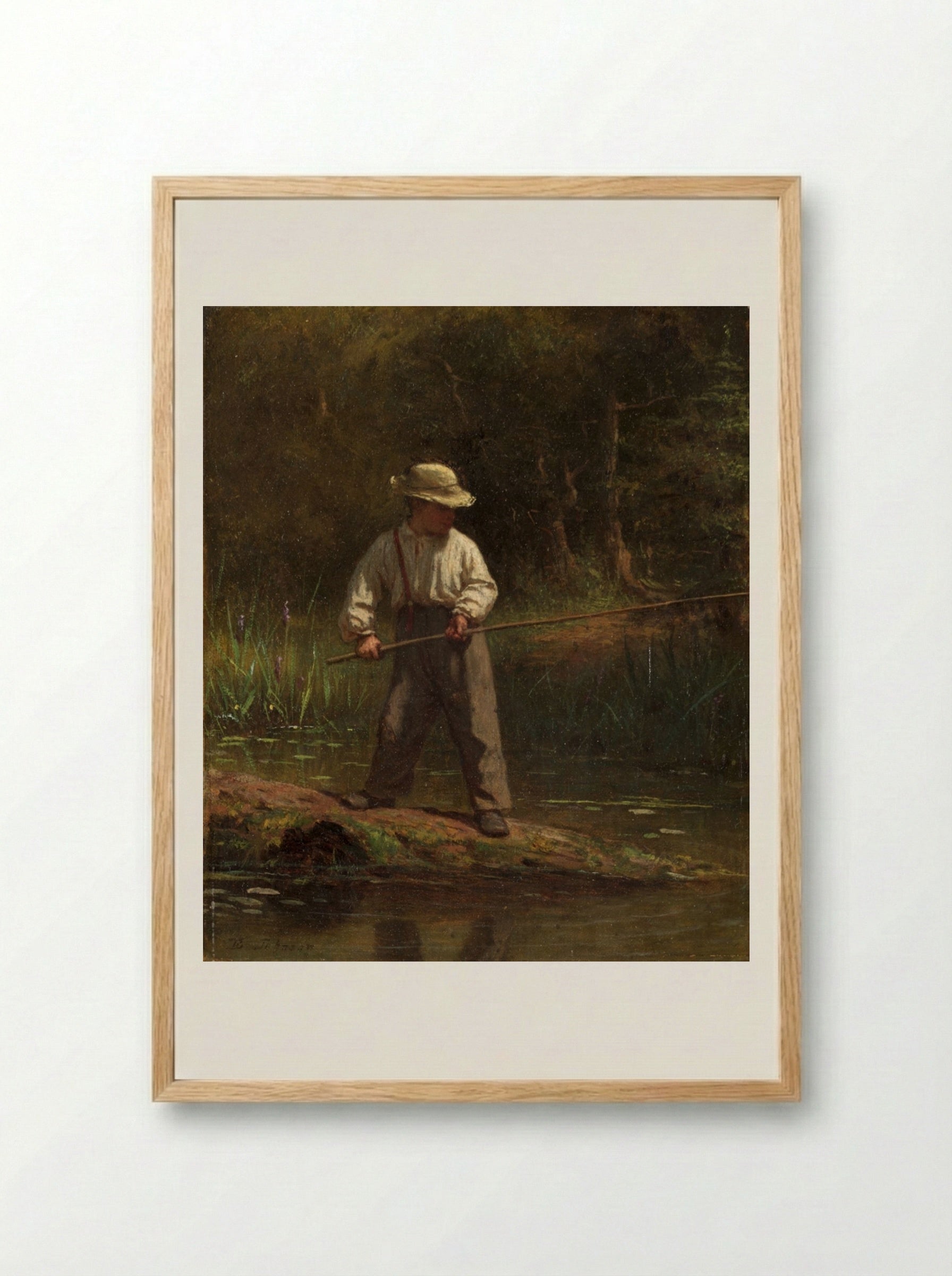 Boy Fishing - Eastman Johnson - Framed Print Wood