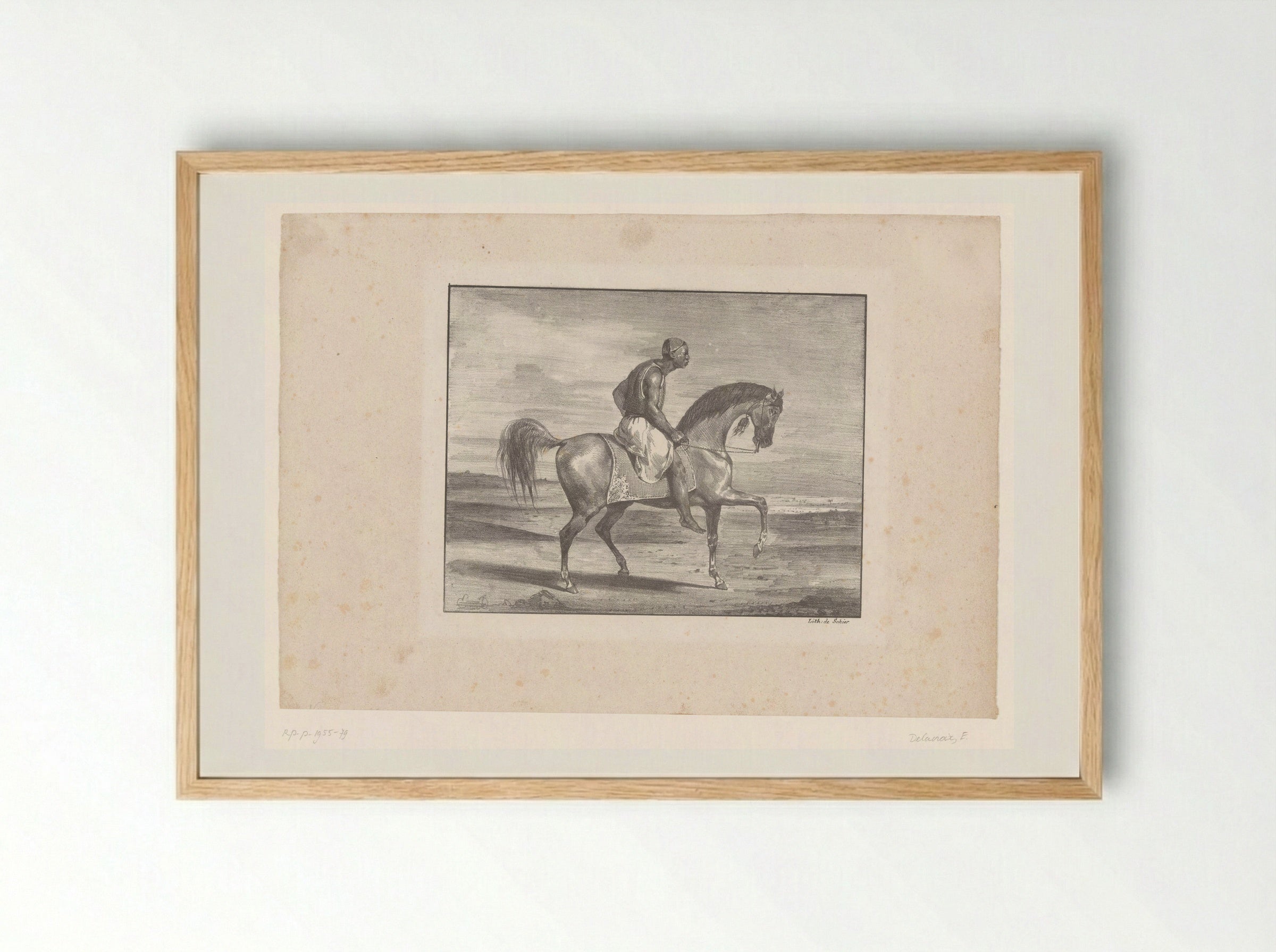 Man on Horseback in the Desert - Eugène Delacroix - Framed Print Wood