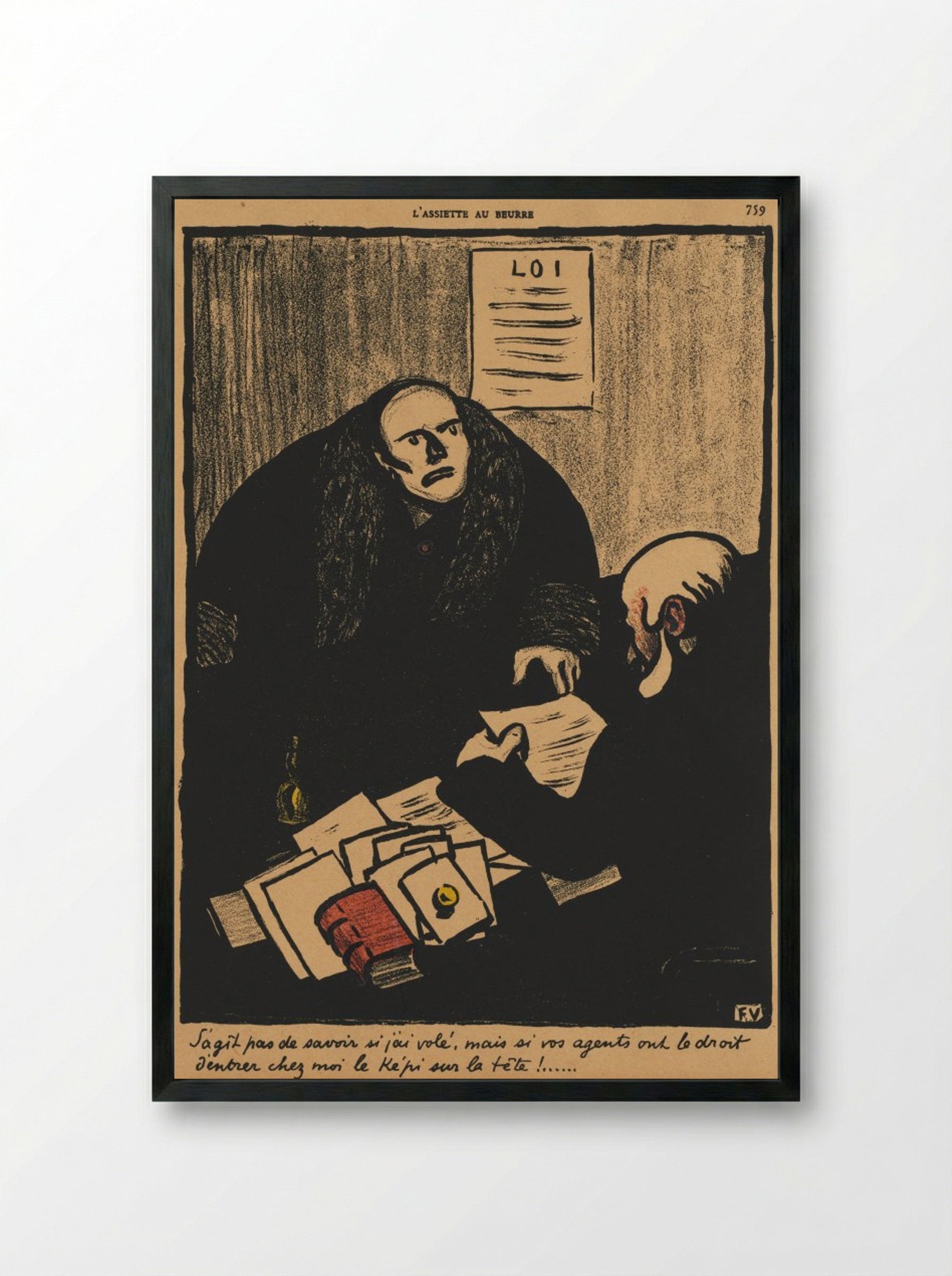 The question is, not whether... - Félix Vallotton - Framed Print Black