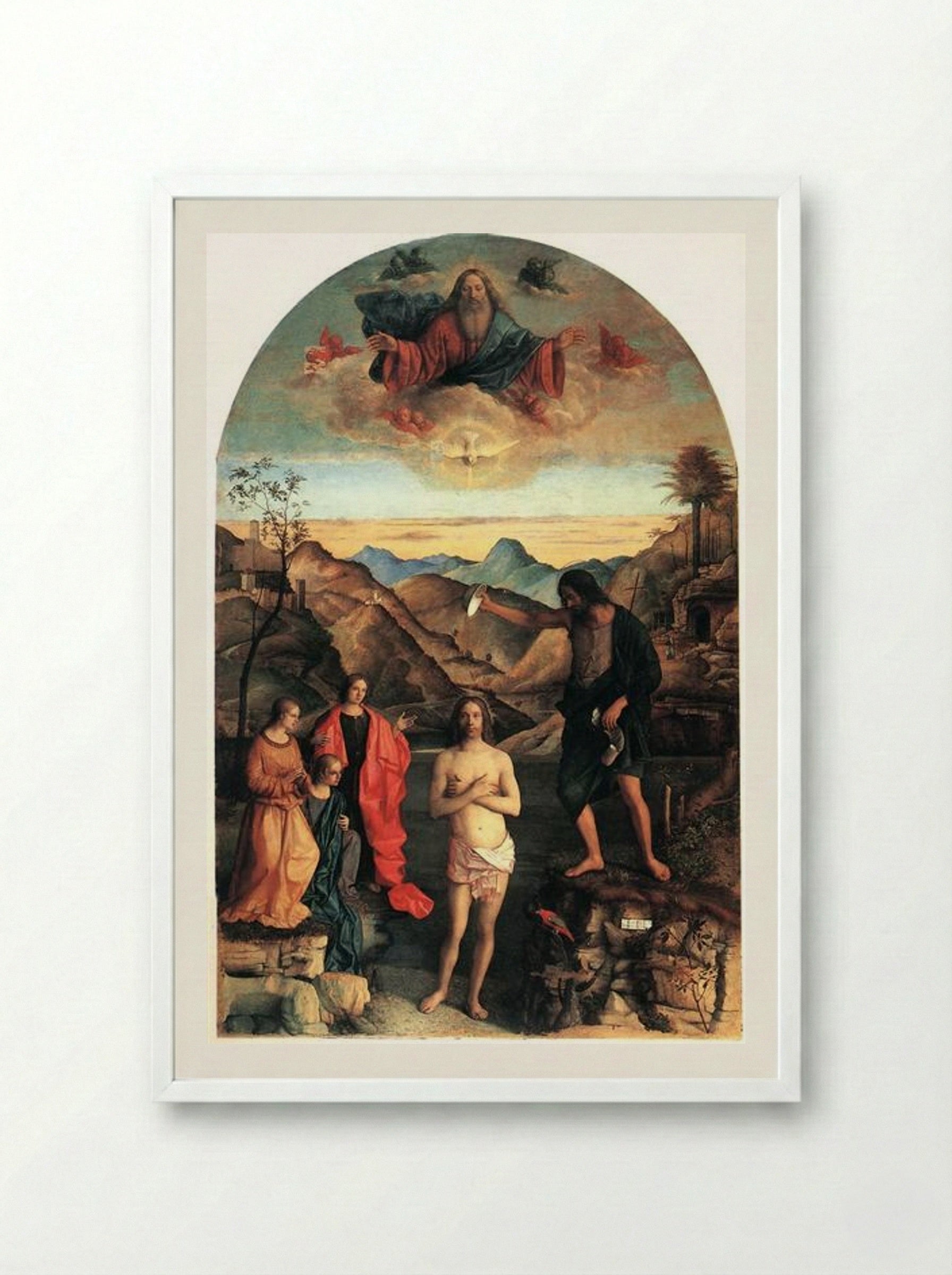 Baptism of Christ - Giovanni Bellini - Framed Print White